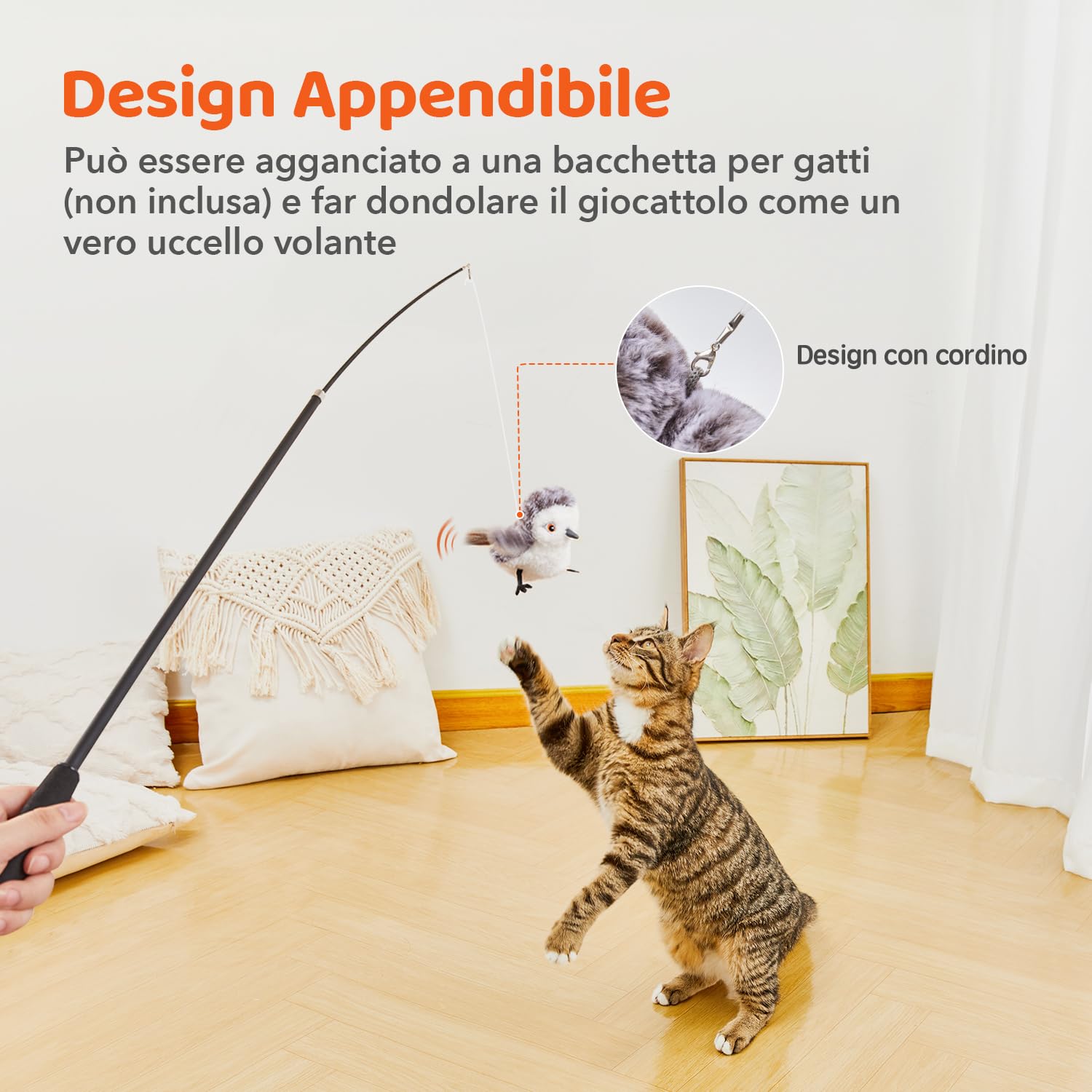 Potaroma - Giocattoli per gatti, uccelli ricaricabili, giocattoli realistici, giocattoli di peluche attivati al tatto, giocattoli interattivi di peluche, alette battenti, catnip kicker 4.0»