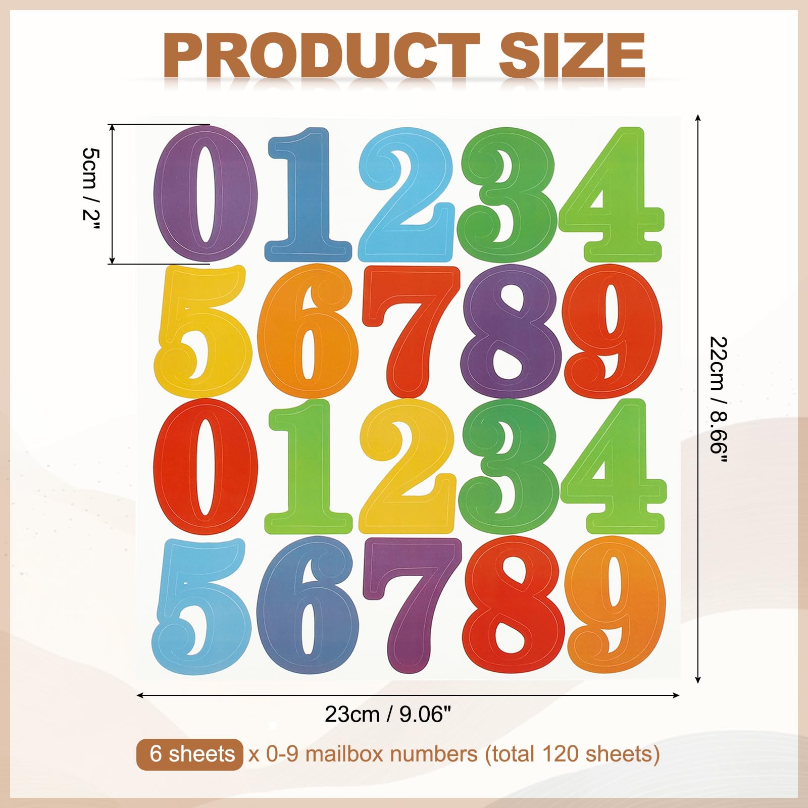 PATIKIL 120 Pcs 6 Fogli Numeri Cassetta Postale, 2 Pollici Numeri Cassetta Postale Multicolore Impermeabili in Vinile Adesivi per Esterni per Indirizzo Casa
