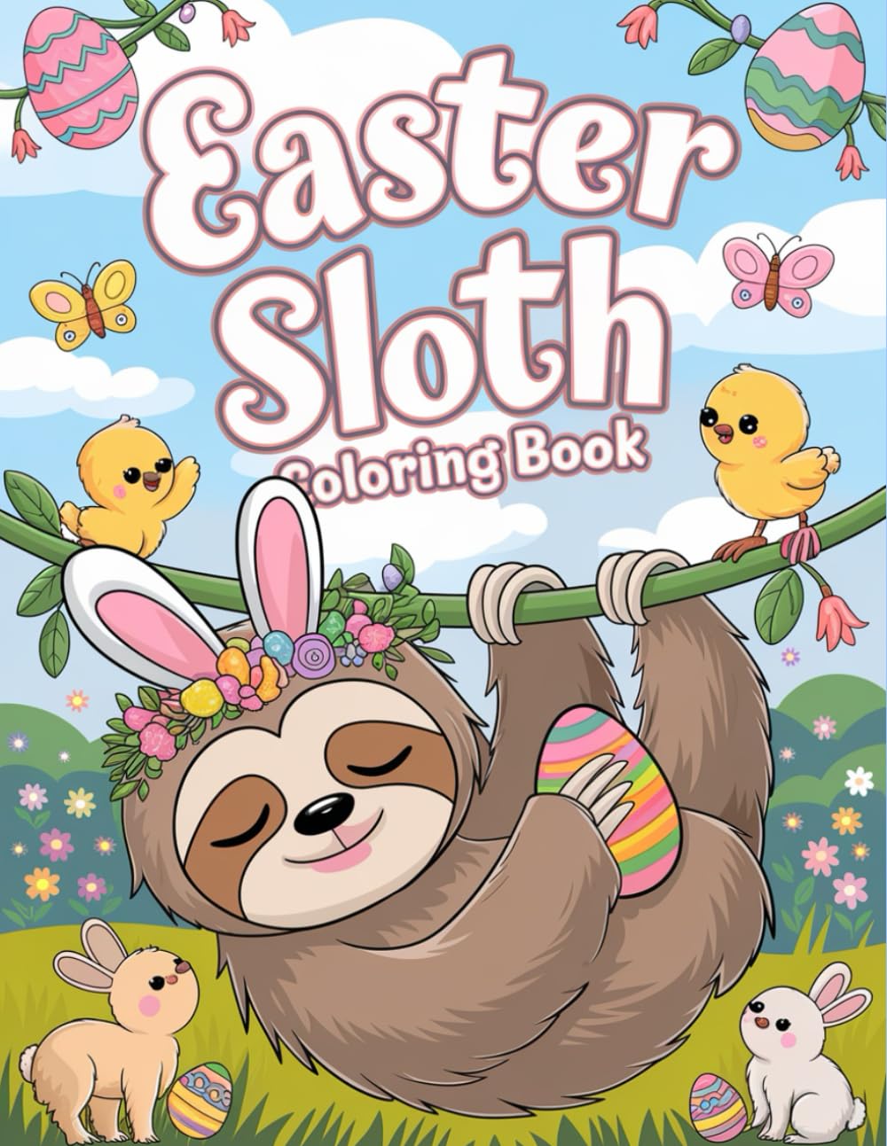 Easter Sloth: Fun & Festive Easter Coloring Book for Kids – Cute Sloths, Easter Eggs, and Holiday Joy