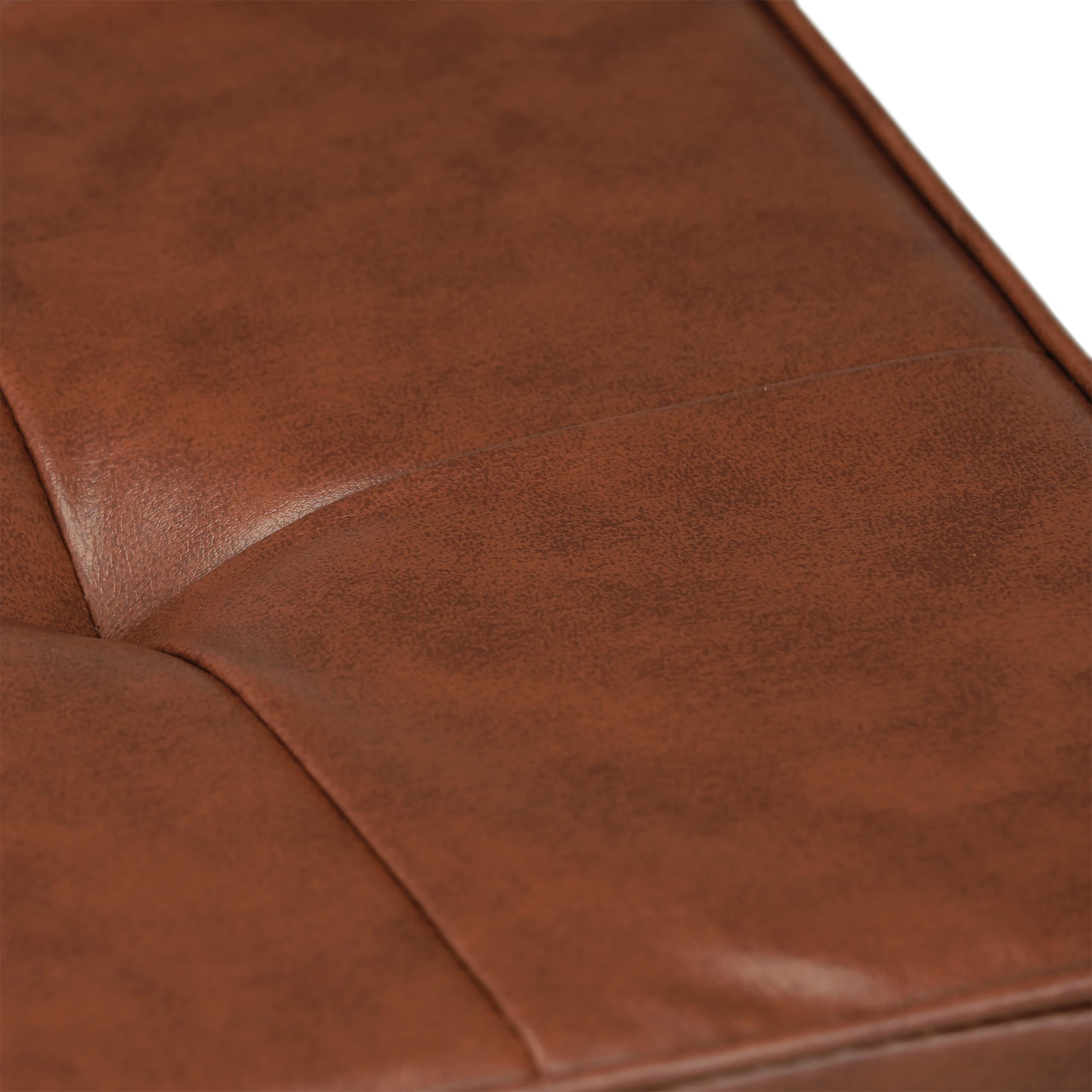 Relaxdays Sgabello Pouf, Poggiapiedi Imbottito, Similpelle, Metallo, Design Industriale,HLP: 41x41x41 cm, Nero Marrone