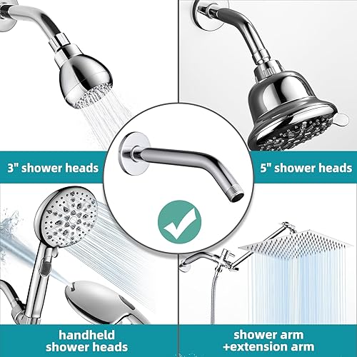 Miniatura 2 de Cobbe Brazo de ducha con brida y cinta de teflón, brazo de ducha montado en la pared de 10 pulgadas, extensión de acero inoxidable 304 para cabezal