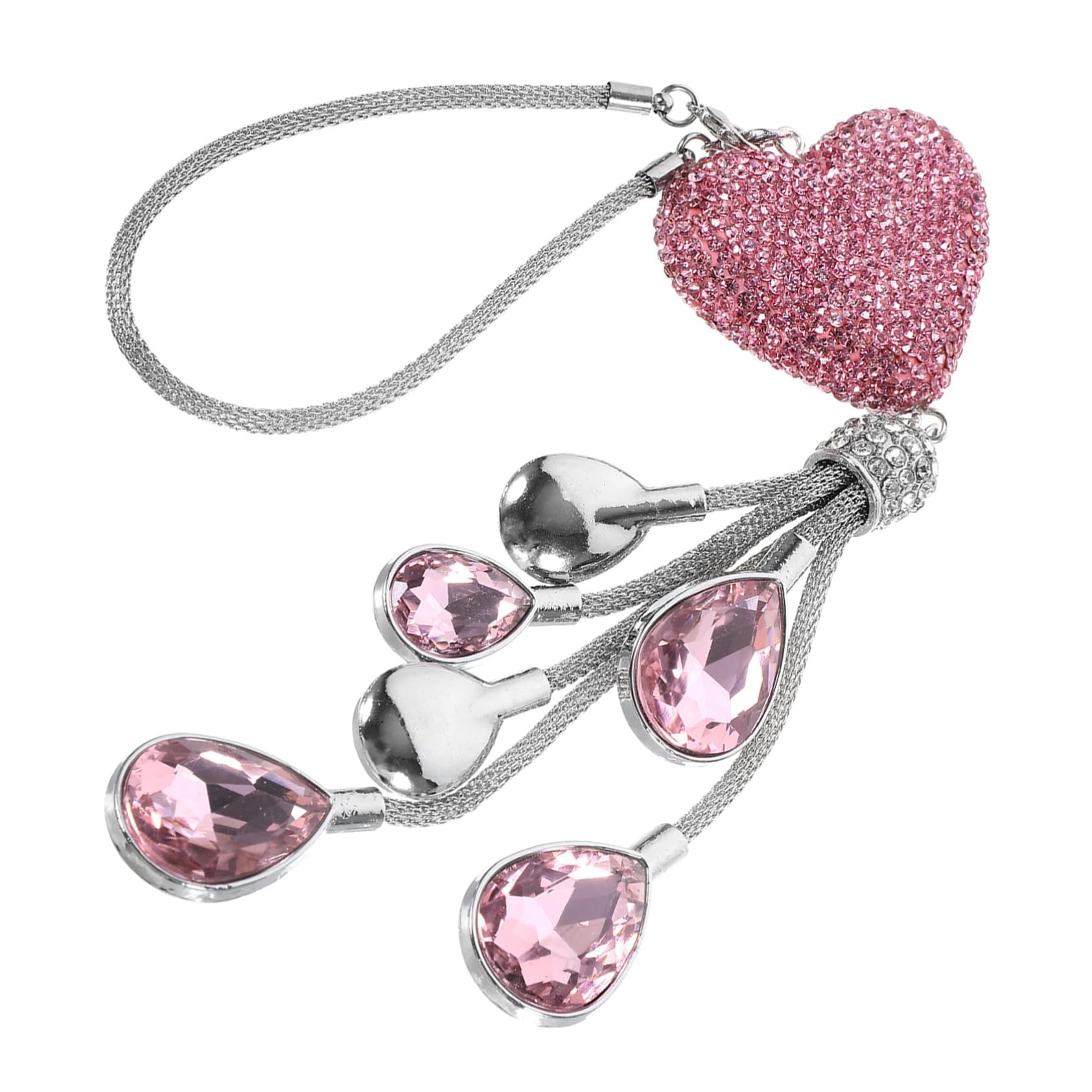 Gatuida 4stücke Car Pendant Herzform Hängedekoration Für Auto Rückspiegel Glänzendes Accessoire Für Damen Stilvolle Autoinnenraumdekoration Kristallanhänger