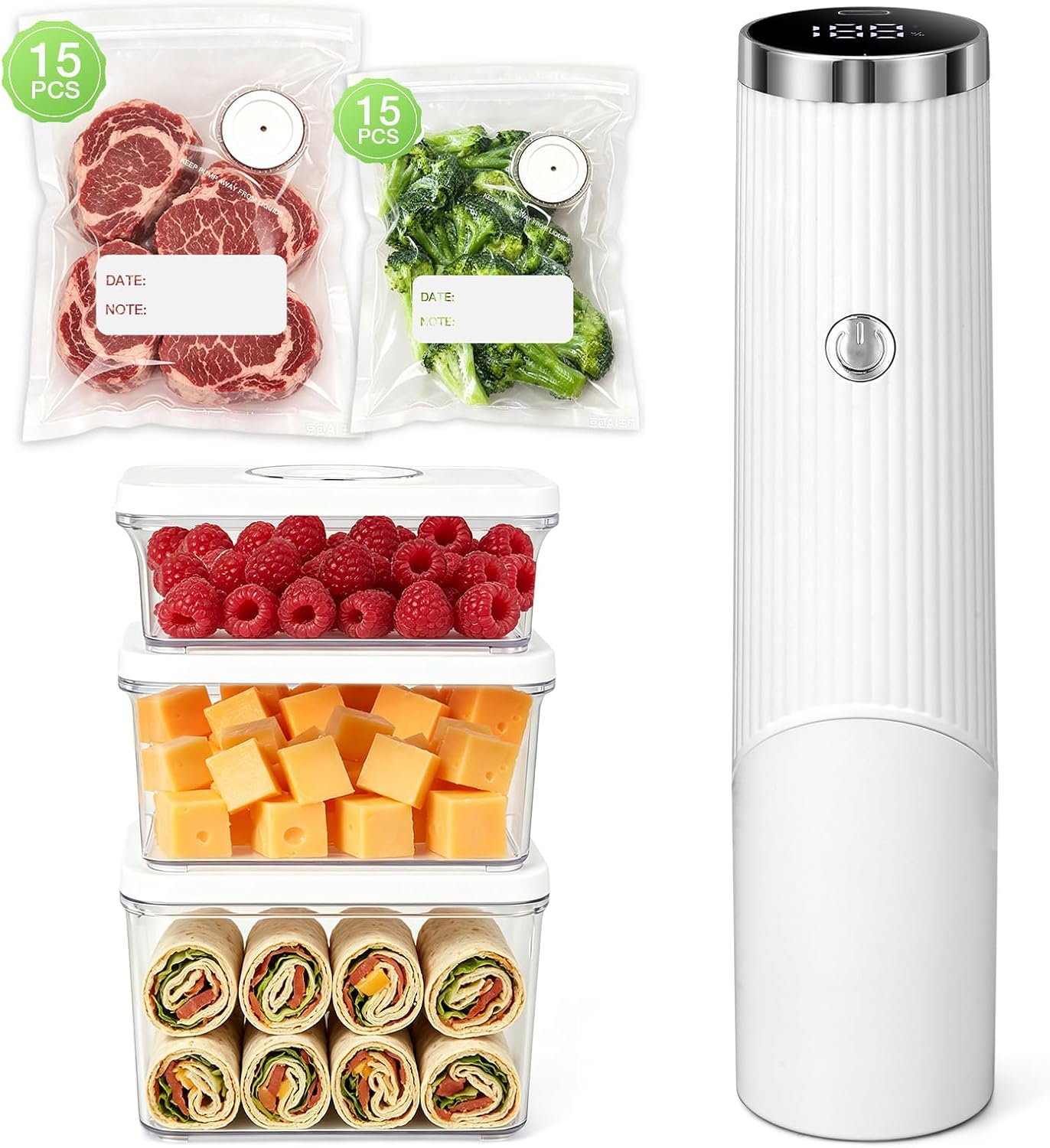 Reusable Vacuum Sealer Bags for Food, 30 PCS BPA-Free (8in x 10in) Food Storage Bags, Compatible with Handheld Vacuum Sealer
