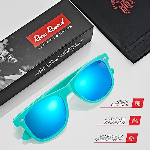 Vista 4 de Retro Rewind - Gafas de sol polarizadas para hombre y mujer, protección UV, gafas de sol clásicas