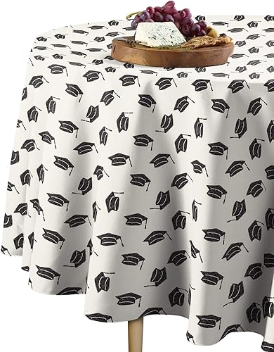Fabric Textile Products Mantel redondo, 100% poliéster milliken, lavable a máquina, 69.7 in, redondo, tapas de graduación en todo el mundo.