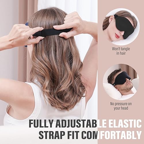 Miniatura 7 de Antifaz para dormir (negro y azul) para hombres y mujeres, 100% bloqueo de luz, máscara de ojos 3D para dormir por la noche, cubierta relajante para