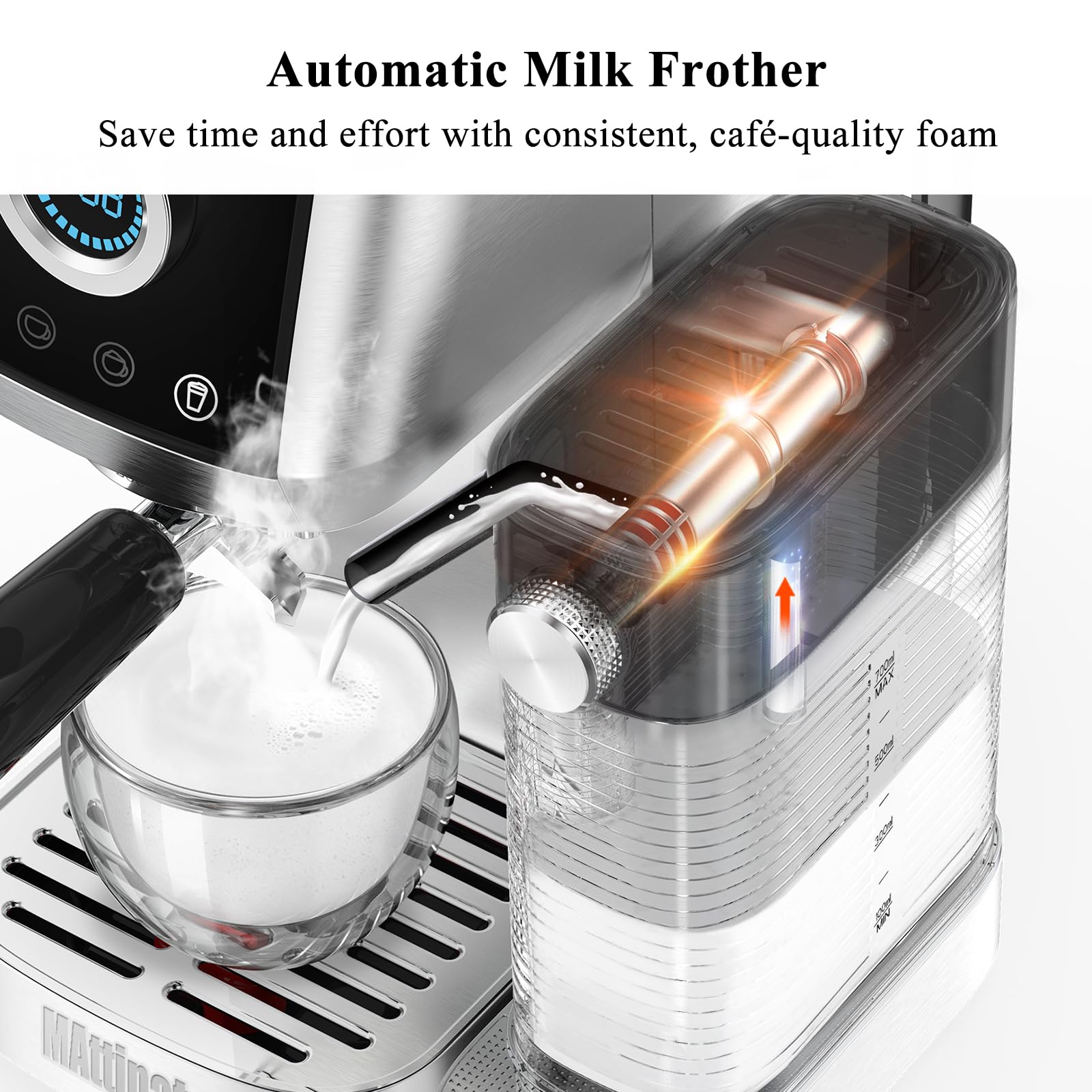 Amazon.co.jp: MAttinata カプチーノマシン 自動ミルク泡立て器付き