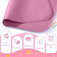 Vista 6 de Alfombrillas de silicona para niños de 24 x 16 pulgadas, con borde elevado y antideslizante, tapete de silicona reutilizable para jugar arena, Rosa