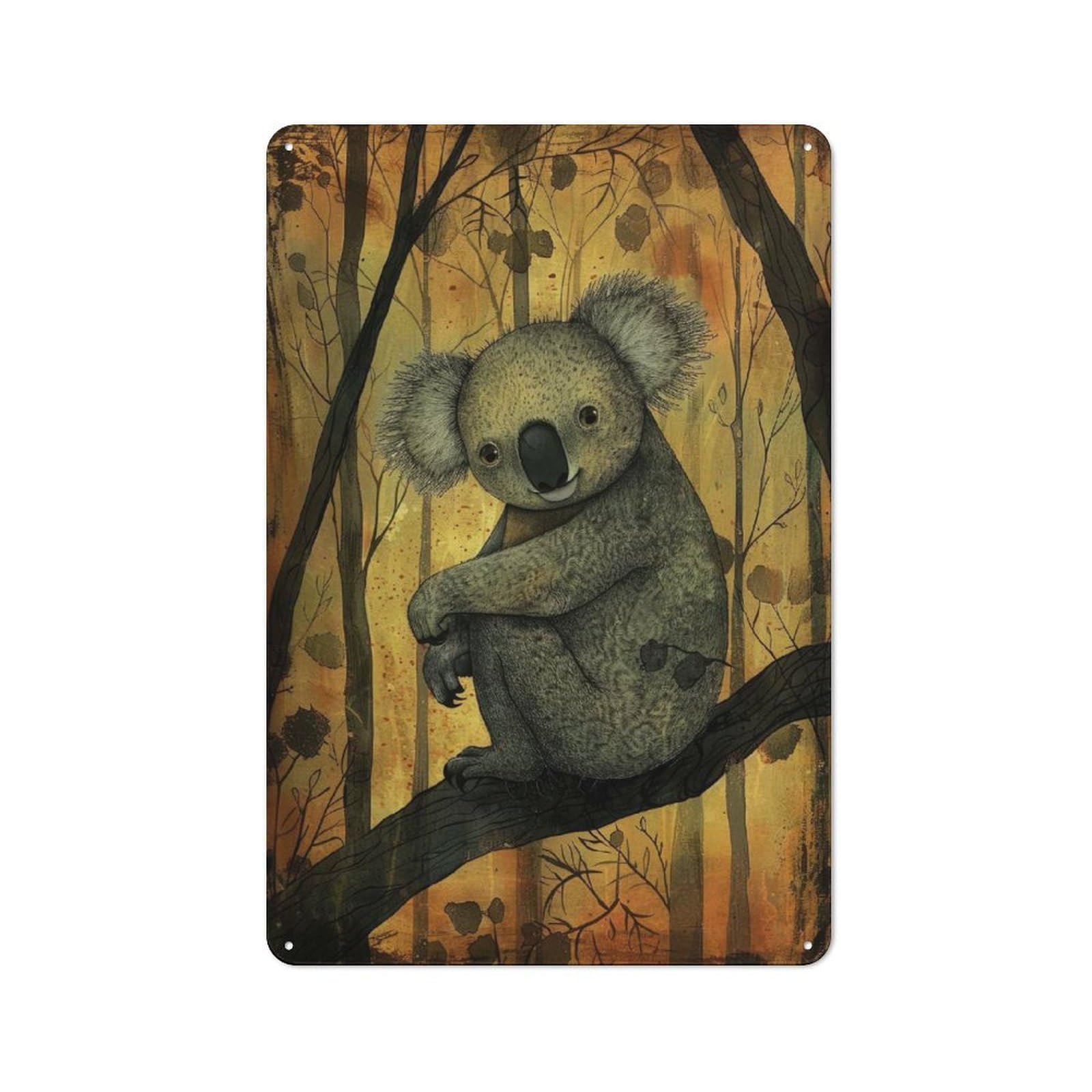 Cute Koala Rustic Metal Wall Decor 30x20cm, Metal Wall Sign for Pub, Home Bar, Shed Or Man Cave