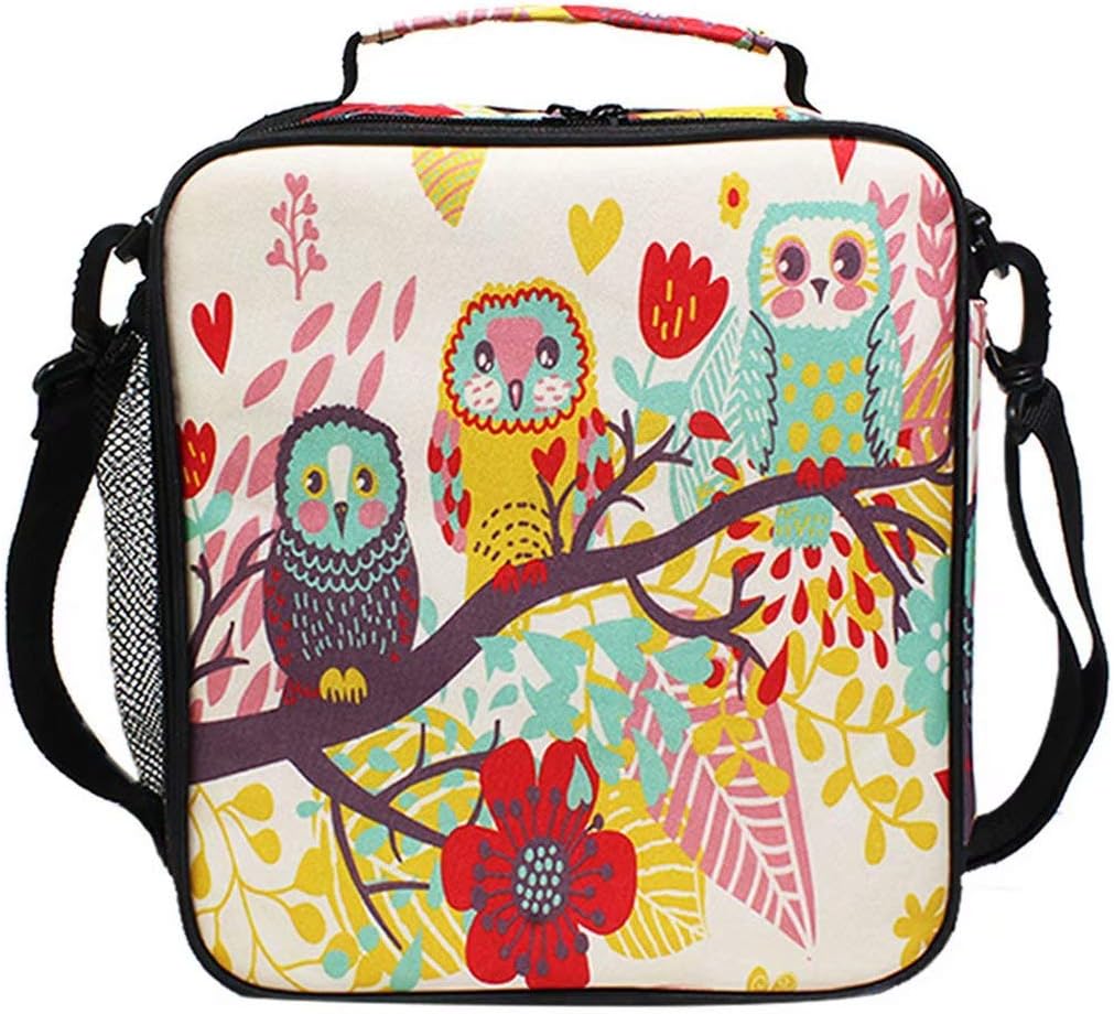 Kids Lunch Box Cute Owl Insulated Lunch Bag Large Freezable Lunch Boxes Cooler Meal Prep Lunch Tote with Shoulder Strap for Boys Girls …