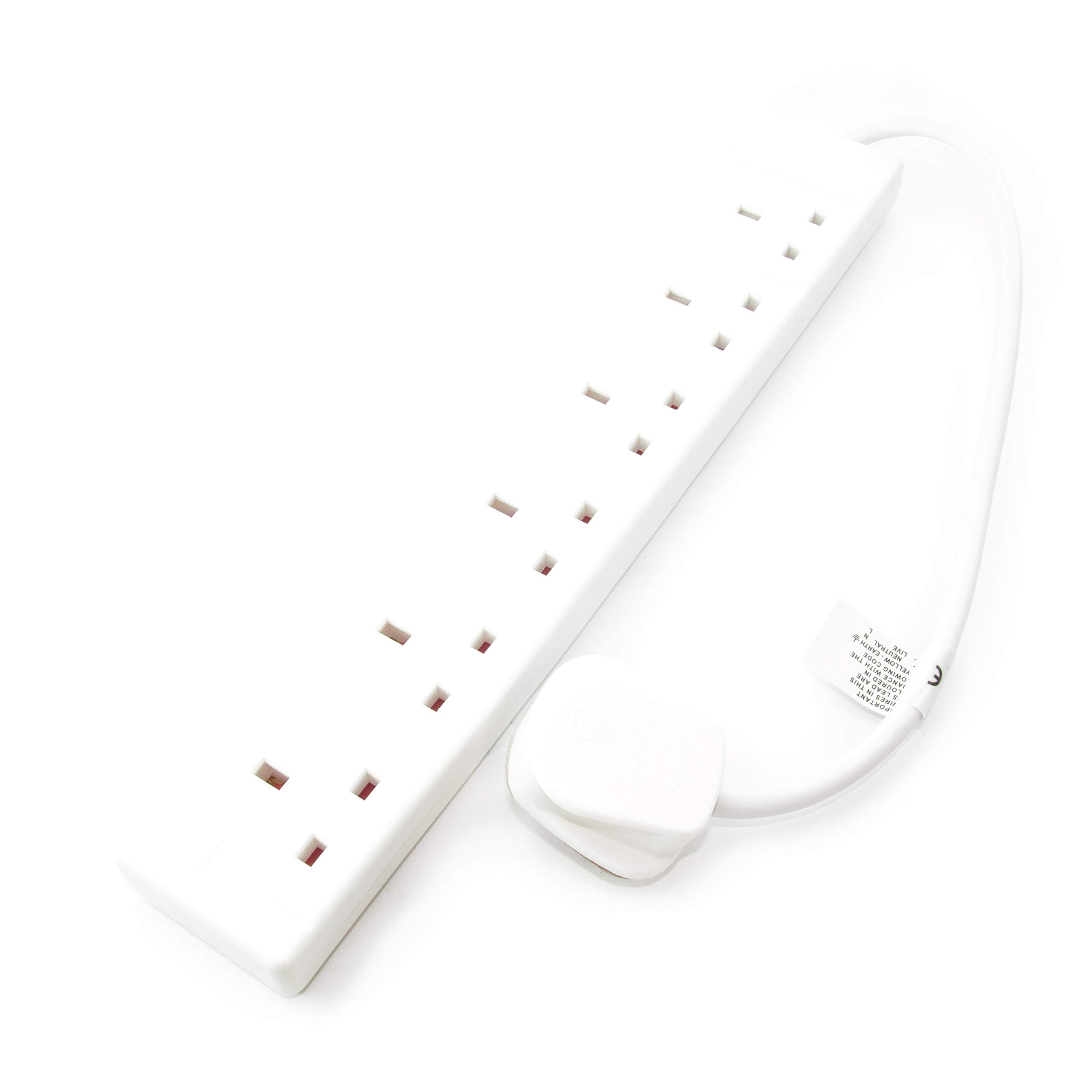 Pro Elec White Pelb1709 6 Gang Extension Lead 0.5M,