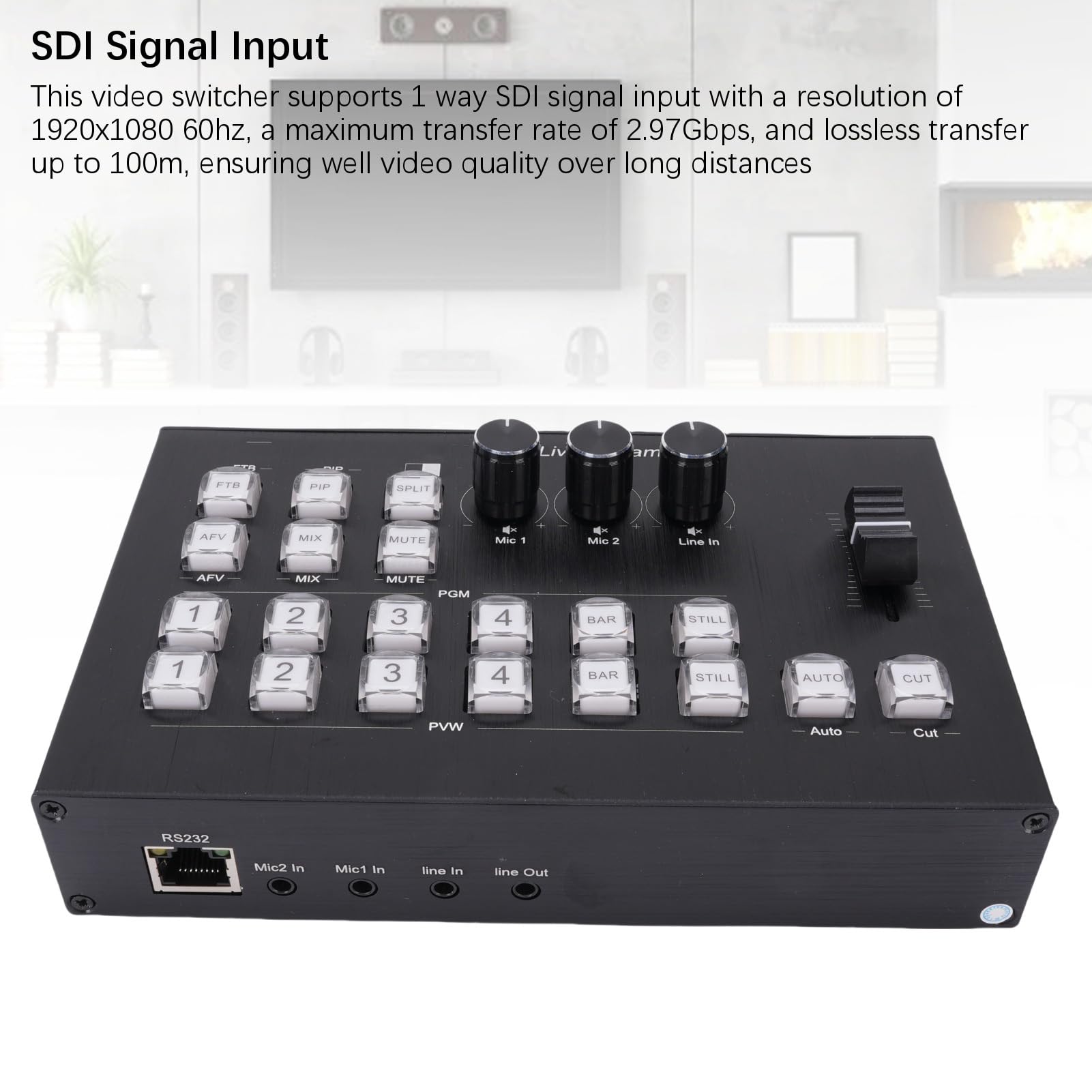 Mikser Wideo HD, Przesyłania Strumieniowego na żywo Multimedia, 2MIC Line In Out, USB 3.0 TEPE COP, Obsługa PGM PVW PIP OSD, dla Transmisji, Wywiadów, wydarzeń