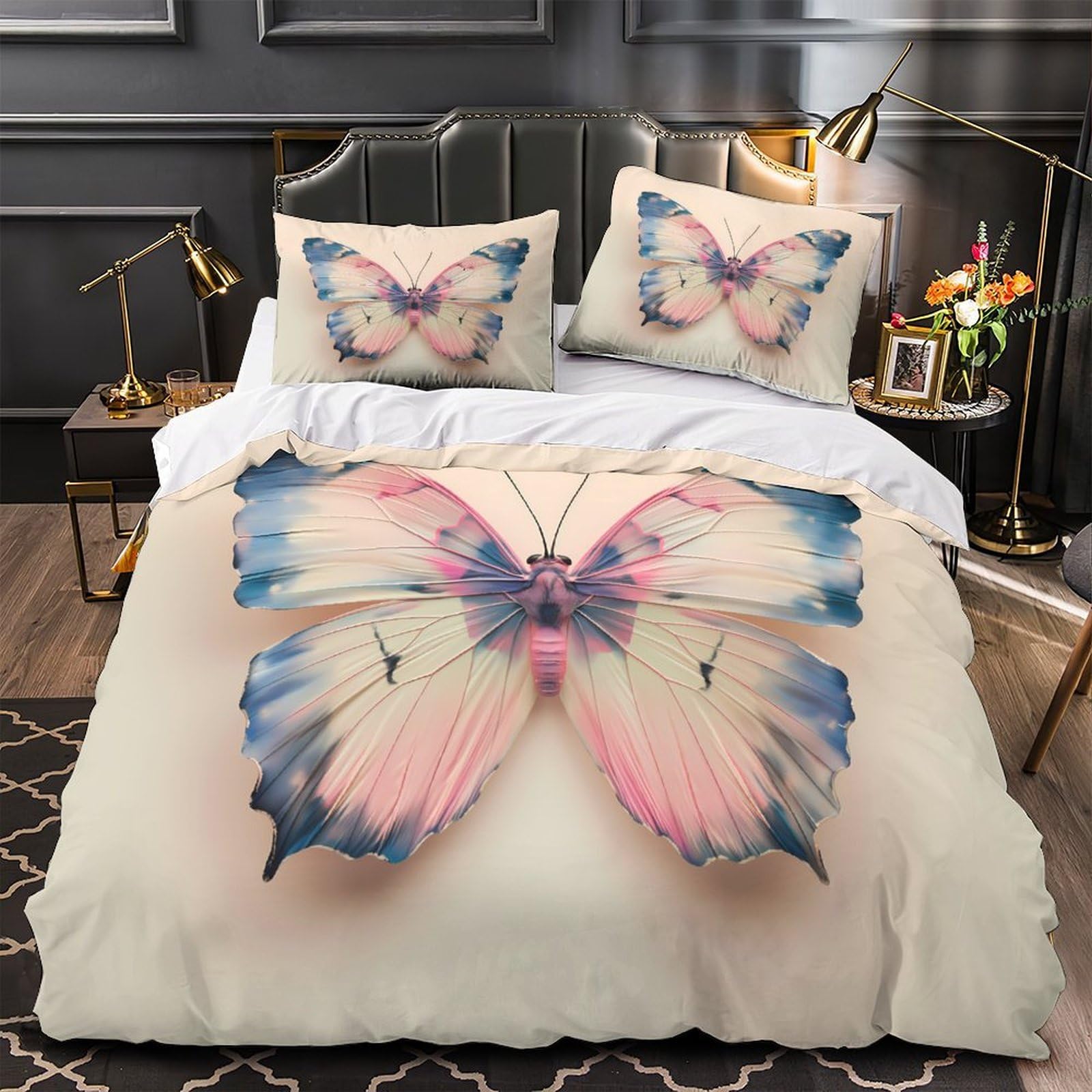 Housse de couette papillon pour chambre d'enfant et ado, parure de lit colorée 200x200