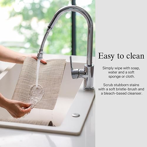 Miniatura 4 de Juego de 4 manteles individuales de vinilo tejido fácil de limpiar para mesa de comedor, interiores y exteriores, manteles individuales de PVC