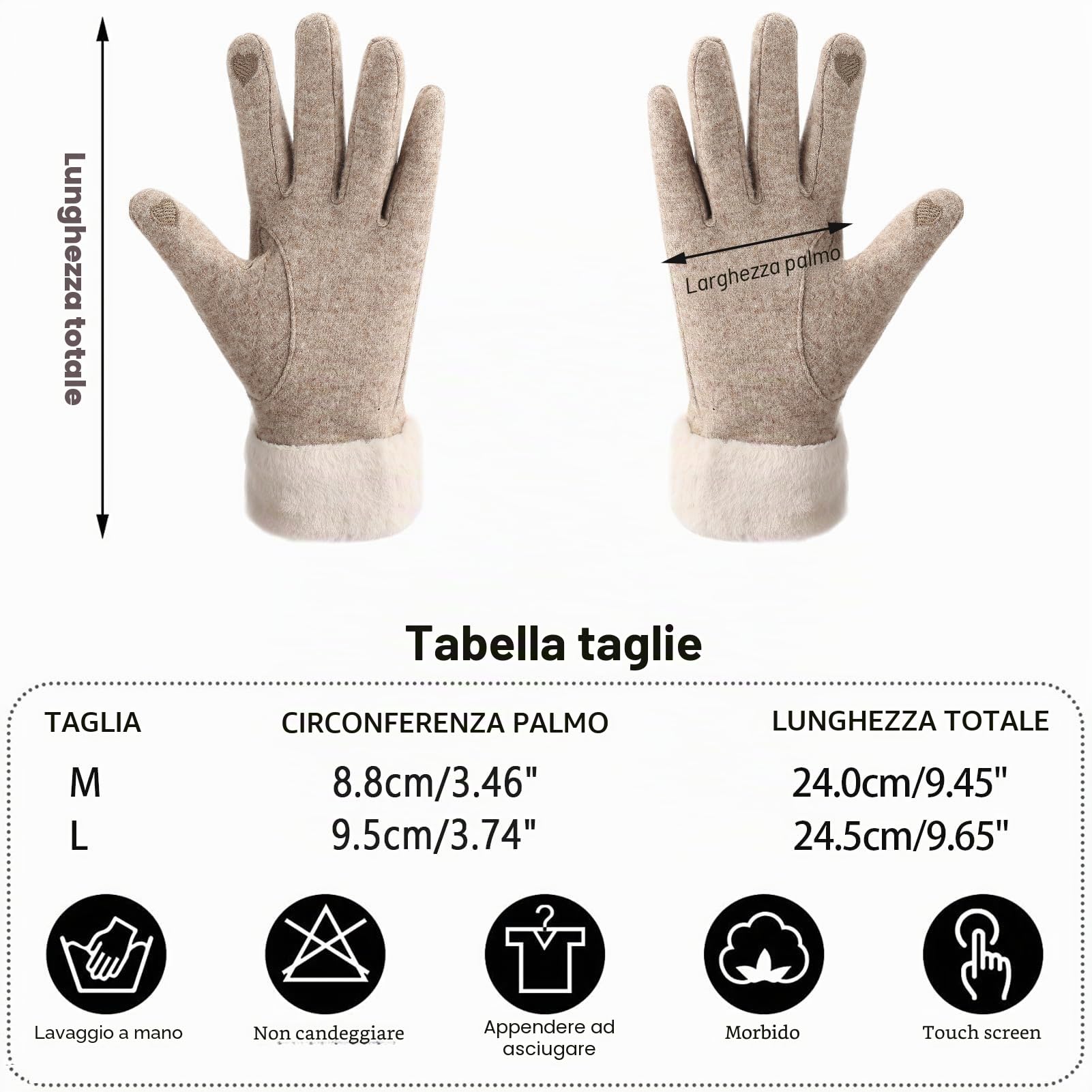 ZASFOU Guanti invernali da donna, con rivestimento in pile termico, spessi e caldi