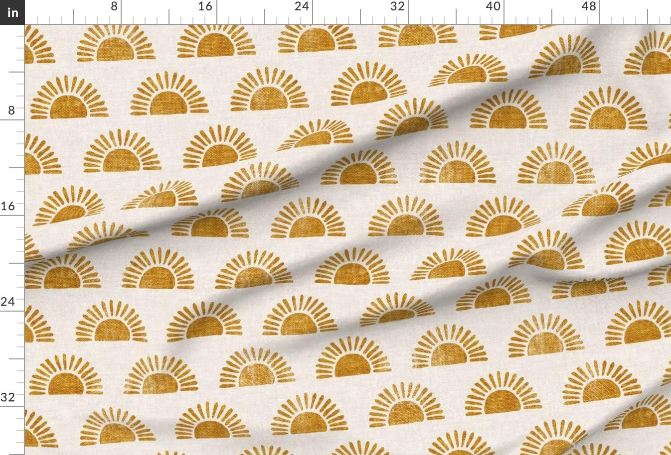 Spoonflower Fabric - Boho Block Print Sun Sunshine in Golden Orange Printed on Minky Fabric by The Yard - Sewing Baby Blankets Quilt Backing Plush