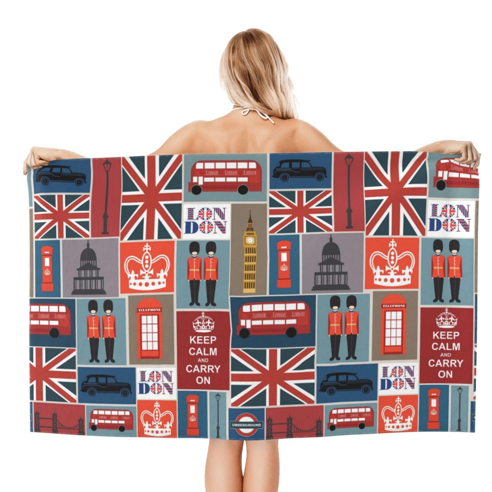 LSRCPD Microfiber Beach Towels For Adults England Symbols Large Pool Towels For Women Personalized Absorbent Travel Towel Oversized Soft Quick Dry Towel For Swimming Camping Yoga 130x80 Cm