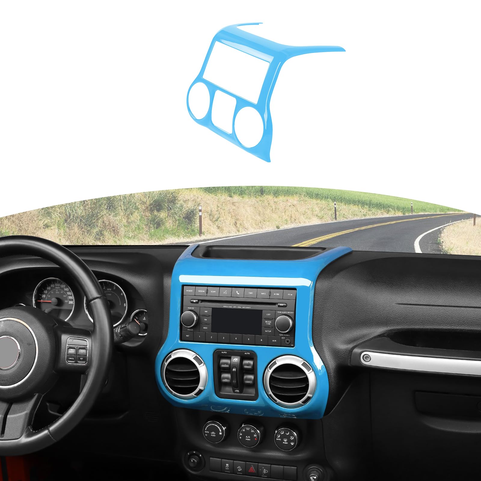 RT-TCZ Für Jeep JK Mittelkonsole Armaturenbrett-Abdeckung, Babyblau, Innenzubehör für Jeep Wrangler JK JKU 2011-2017