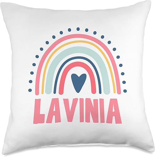 Lavinia Name Custom Woman Myth Legend Pink Birthday Party Throw Pillow, 18x18, Multicolor