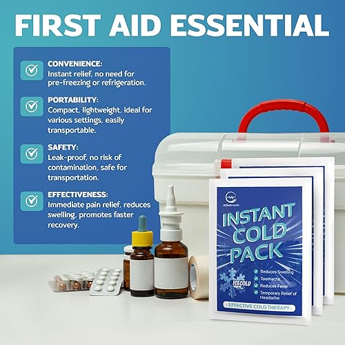 Miniatura 7 de Paquete de 50 paquetes de hielo frío instantáneo (6 x 4.5 pulgadas), bolsas de hielo instantáneas desechables para lesiones  Bolsa de hielo de