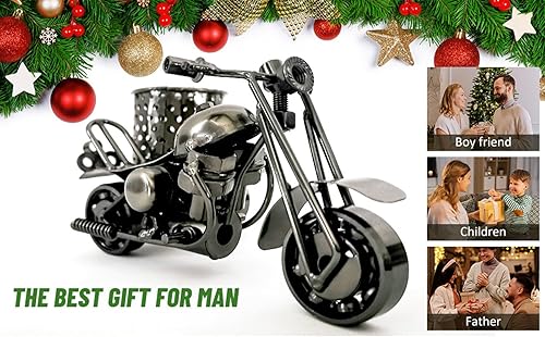 Miniatura 6 de NSMAR Modelo de motocicleta Portalápices Cobre, Artesanía hecha a mano Regalos de motocicleta para hombres, accesorios de motocicleta coleccionables