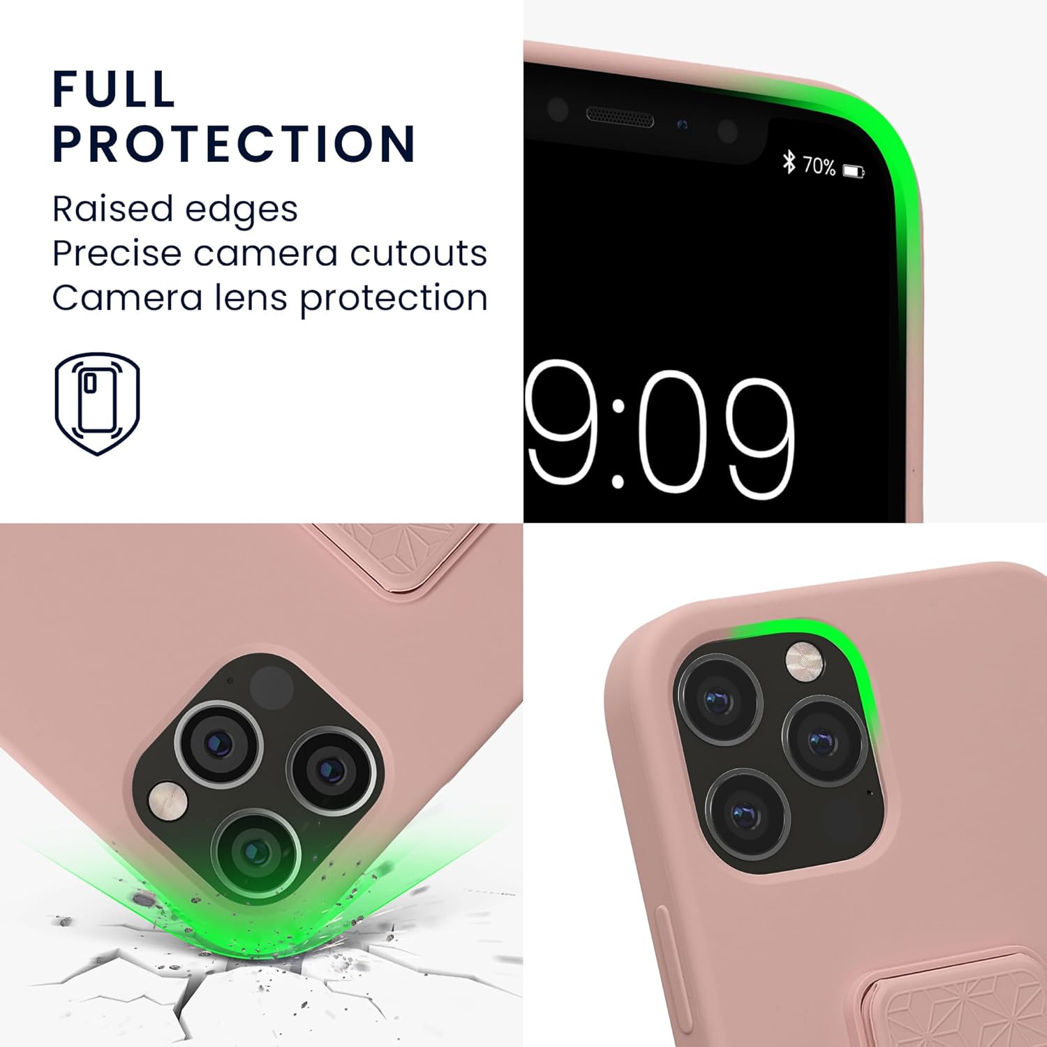 kwmobile Case Compatible with Apple iPhone 12 / iPhone 12 Pro - Case with Hand Strap and Stand Soft TPU Silicone Coating - Dusty Pink - Image 3