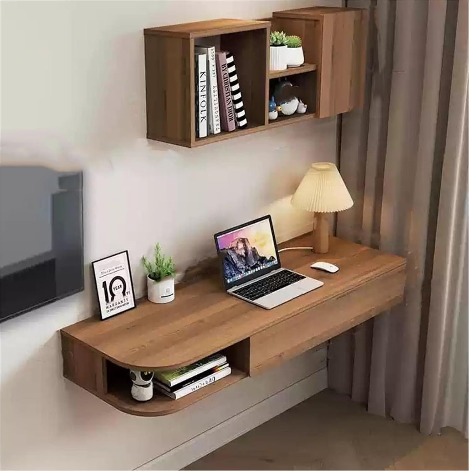 WallEdge S32 – Floating Corner Desk with Supporting Bookshelf