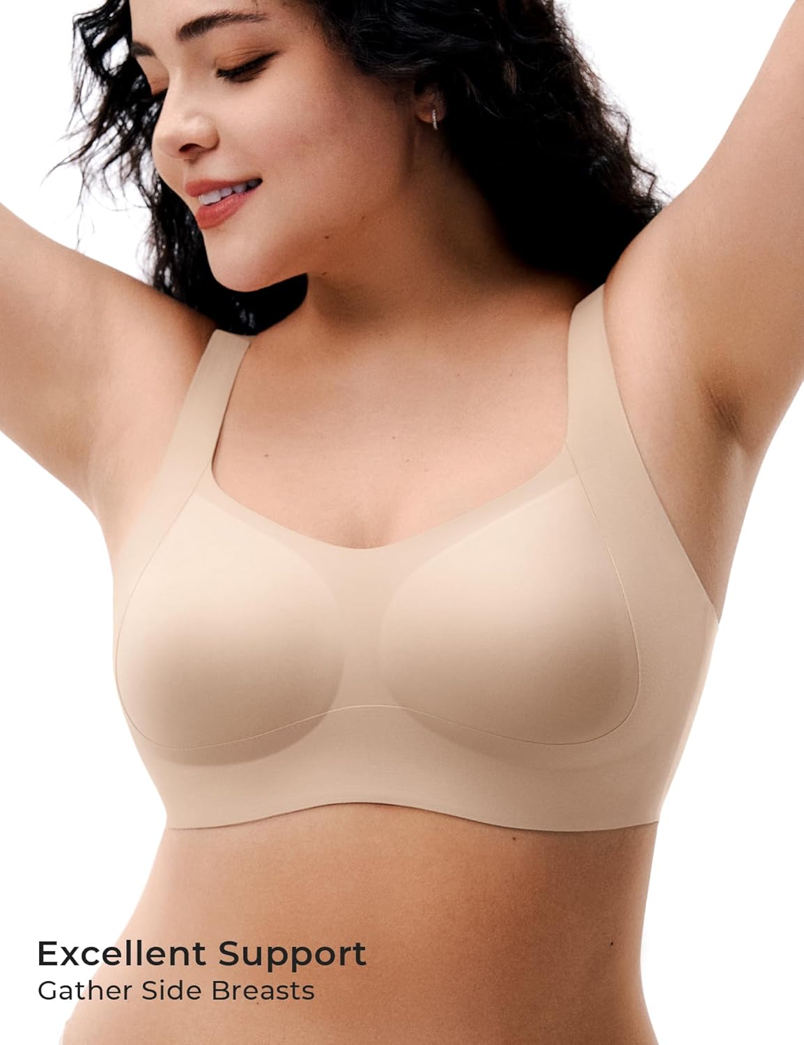 Seamless Bras for Women, Wireless Supportive Bra Comfortable No Underwire Full Coverage Push Up Bra Plus Size - Image 3