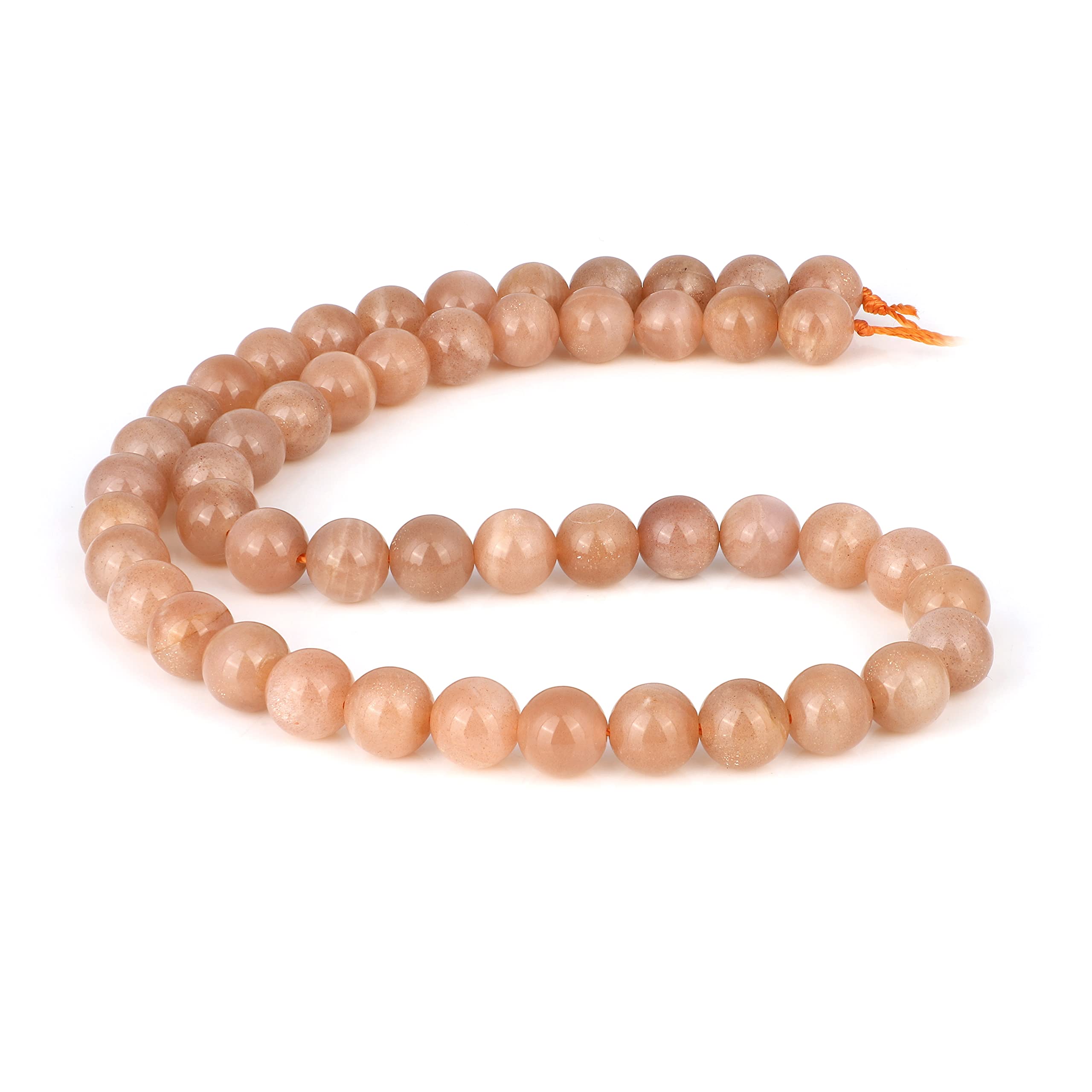 Naturalny kamień księżycowy brzoskwinia luźne koraliki sznur (8 mm) okrągły gładki żweleria tworzenie DIY - (39 cm) 1 sznurek na naszyjnik, bransoletka, kolczyki, 39 cm, Kamień szlachetny, Kamień księżycowy brzoskwinia