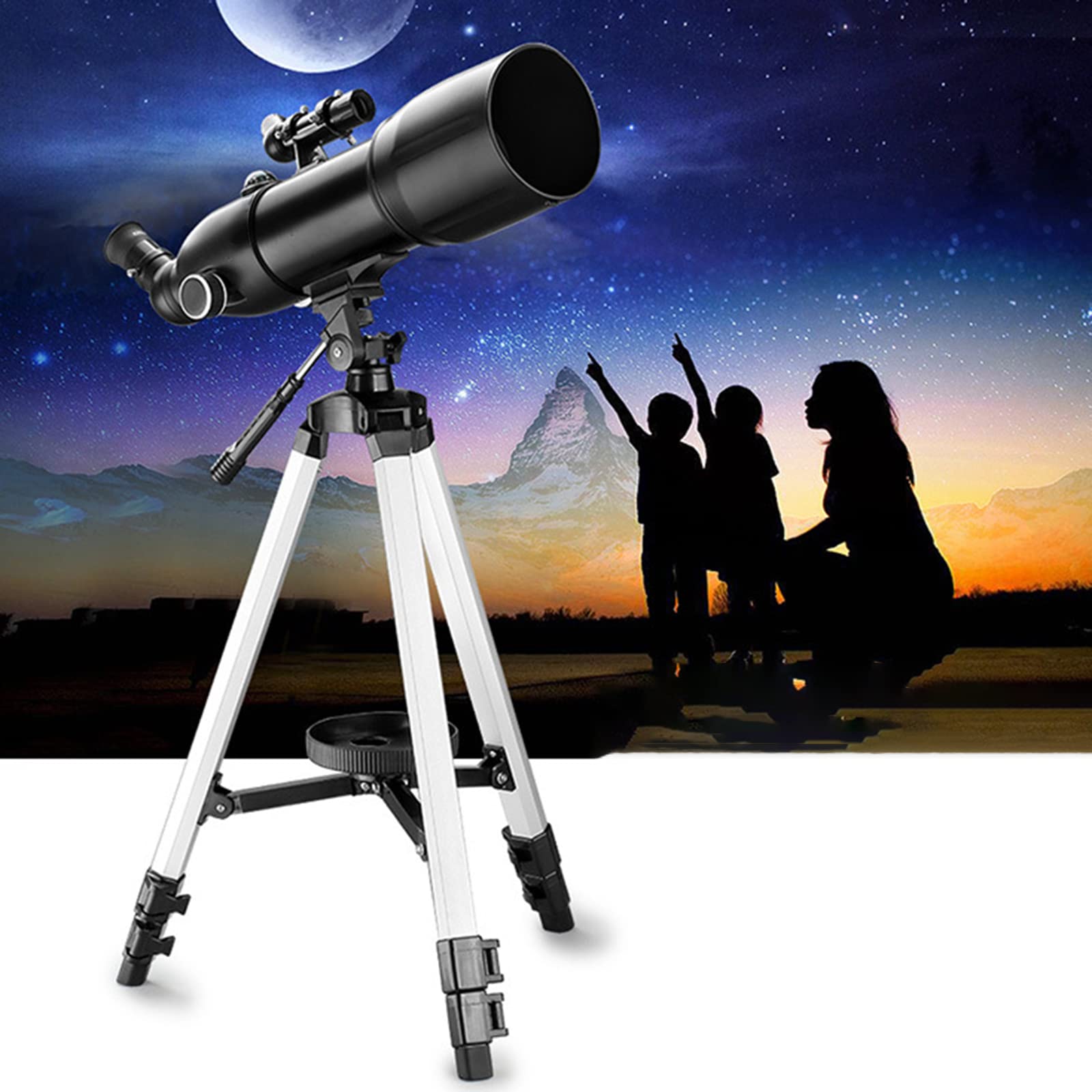 Astronomical Telescope Teleskop astronomiczny dla początkujących dzieci, monokularowy teleskop astronomiczny 400X80mm na zewnątrz nieba ze statywem Telescope