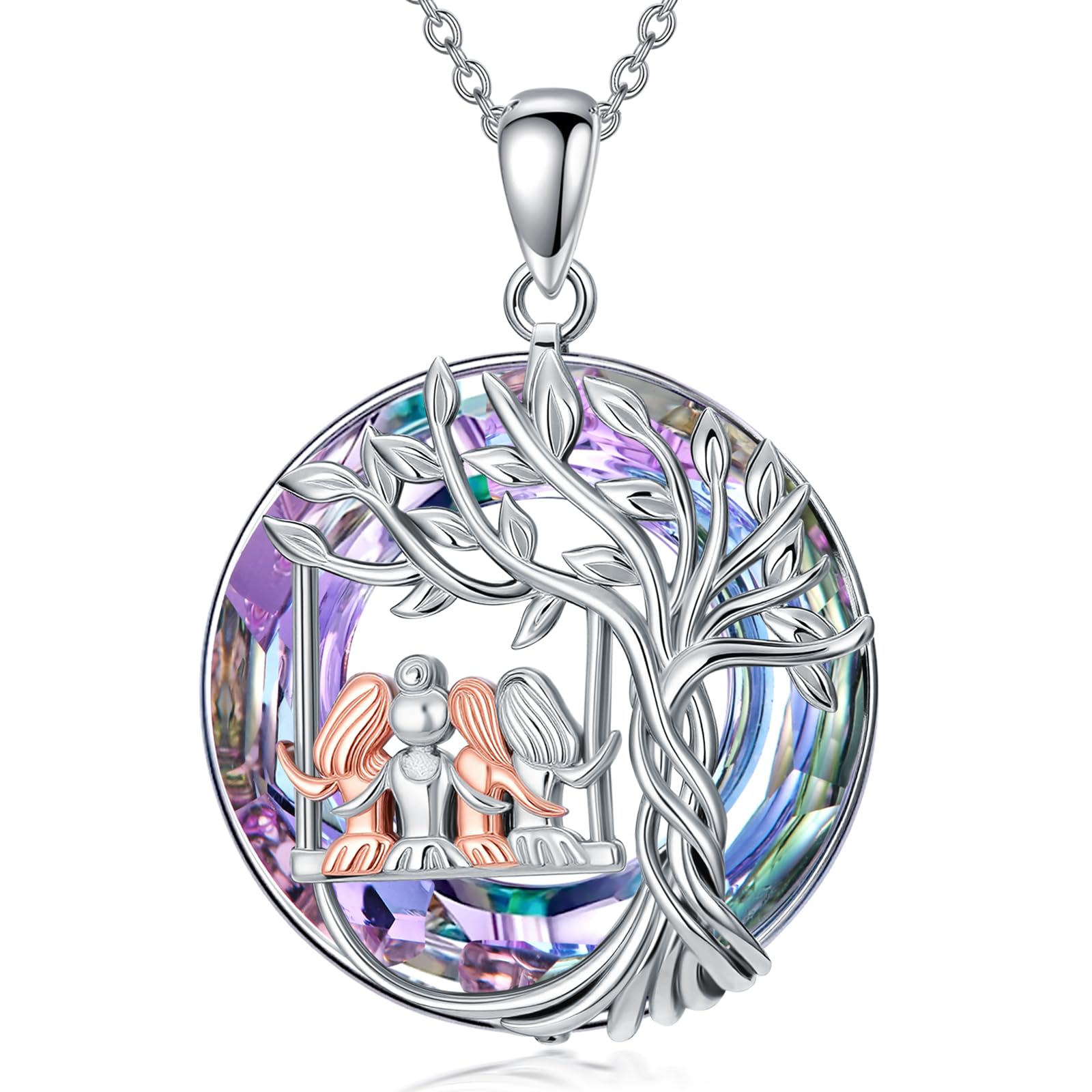 TOUPOP Sisters Gifts from Sister Sterling Silver Tree of Life Necklace with Austrian Crystal Jewelry Sister Birthday Gifts for Women Friends