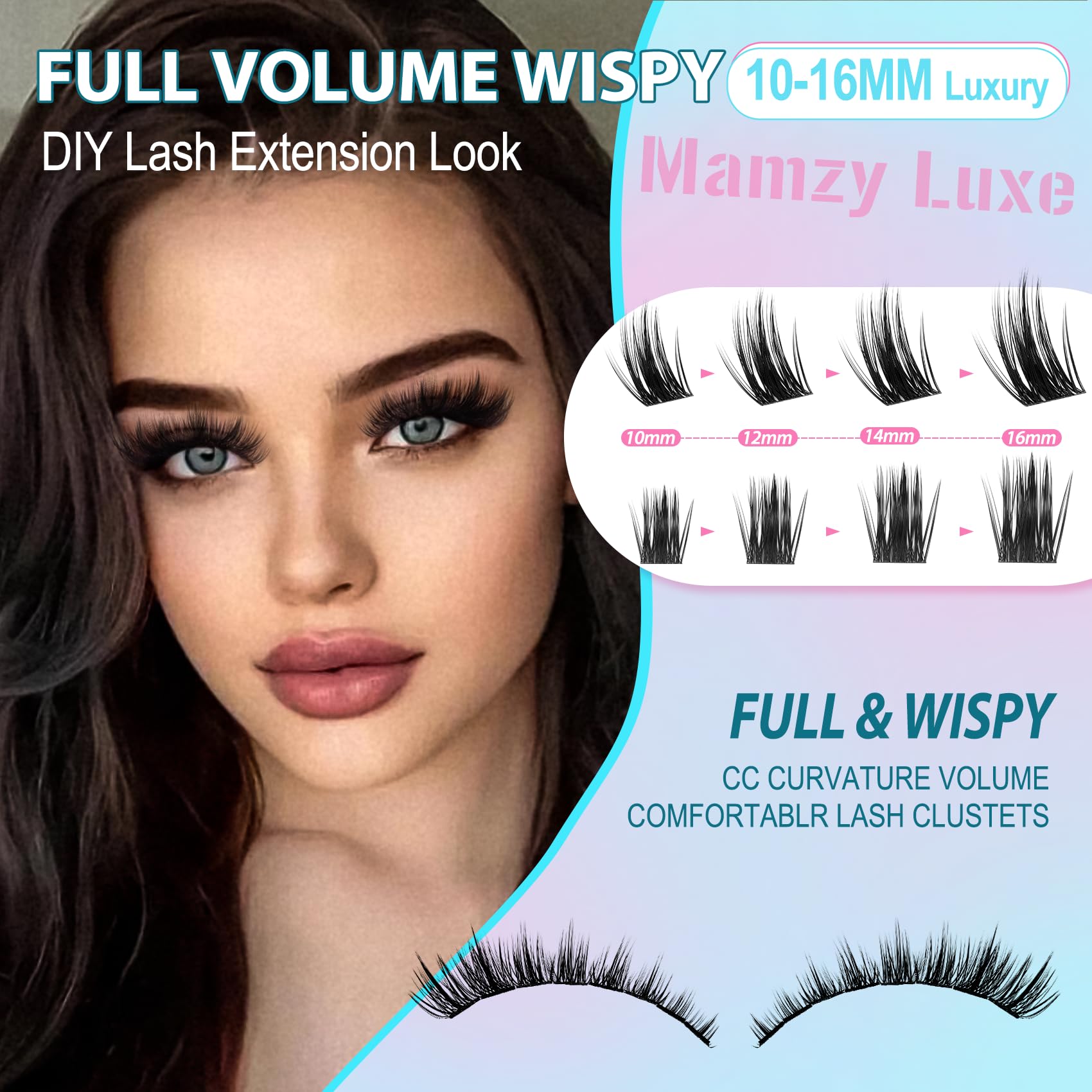 Wispy Wimpern-Cluster-Set, Manga-Wimpern-Cluster-Set, 8–16 mm, 180 Stück, einzelne Wimpern-Cluster, natürliche, falsche Wimpern, stachelig, dick, Anime-Cluster-Wimpernverlängerungs-Kit von MAMZY LUXE