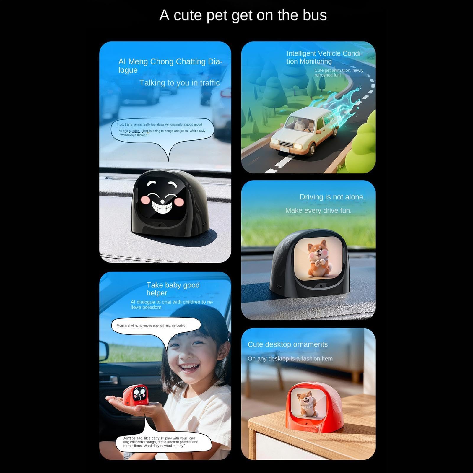 Robot IA per Auto Dialogo Intelligente | Compagno di Cruscotto con Espressività Emotiva per Autisti, Detailing, Viaggiatori, Camper, SUV, Berlina, Pendolari, Lunghi