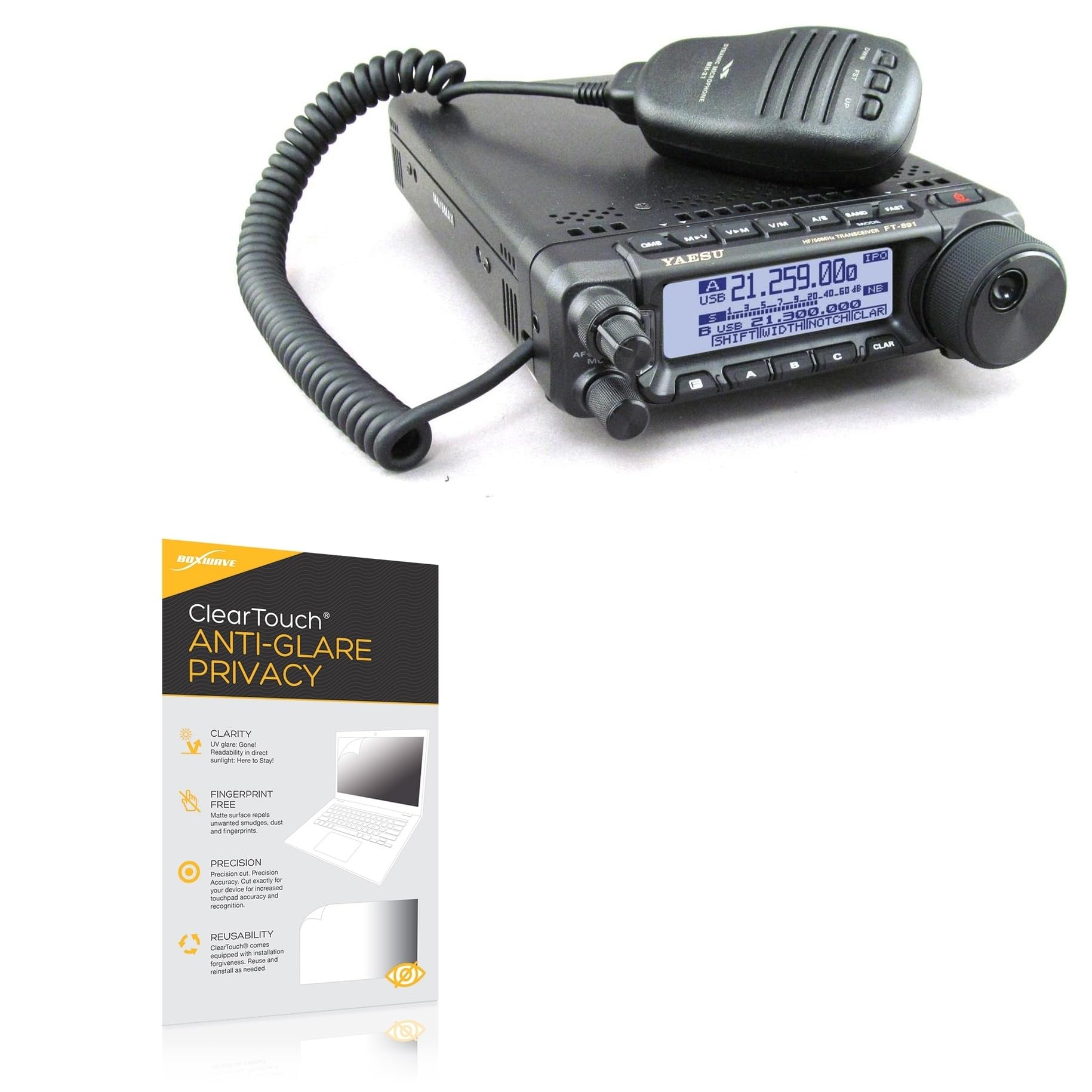 BoxWave Screen Protector Compatible with Yaesu FT-891 - ClearTouch Anti-Glare Privacy (2-Pack), Privacy Screen Protector Flexible Film Anti-Glare