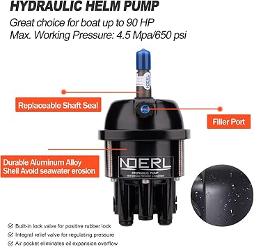 Marine Outboard Hydraulic Steering Kit,90HP Boat Hydraulic Steering System with Steering Hose Helm Pump Cylinder(90HP)