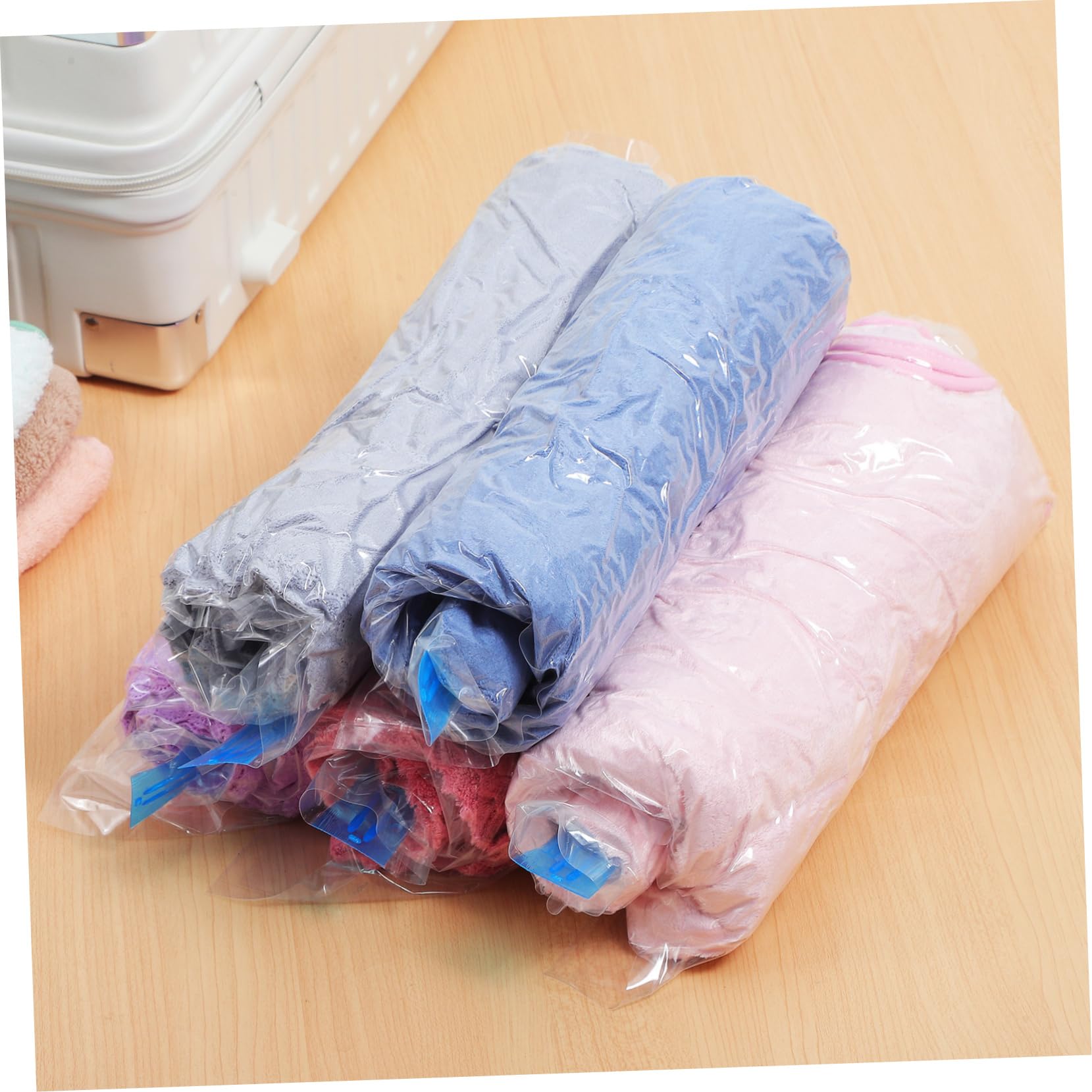 12 Stück Kompressionsreisebeutel Vakuumbeutel zum Platzsparen Aufbewahrungstaschen für Kleidung Organizer für Gepäck Robust und Langlebig für Reisen und