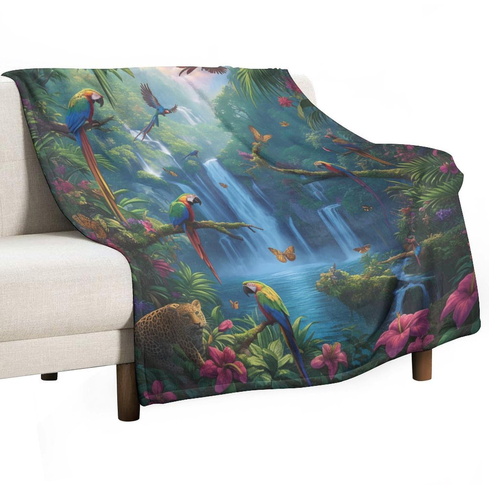 Couverture en flanelle pour canapé lit voyage plaid polaire motif cascade léopard