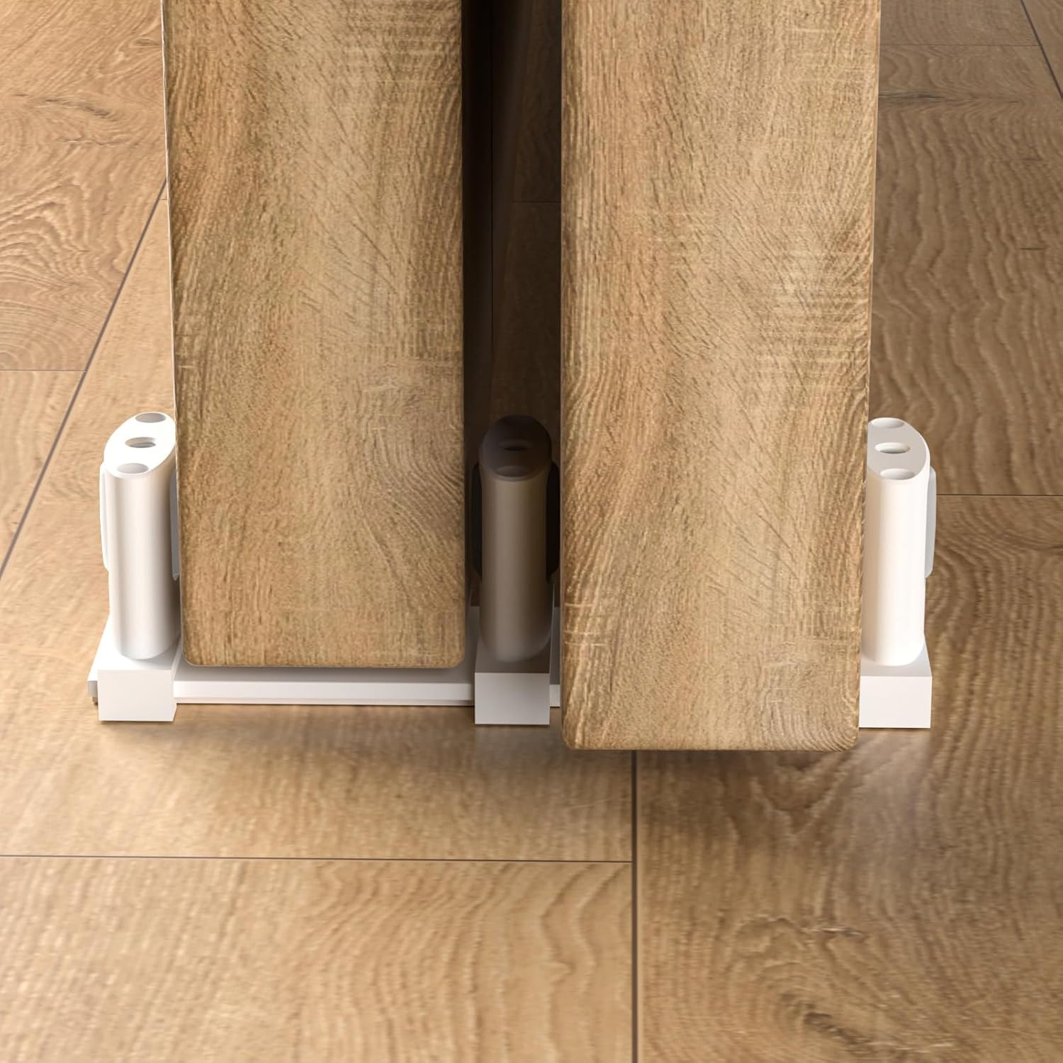Sliding Closet Door Floor Guide,Adjustable Bypass Door Guide for Floor,Update 3-Roller Design,White,1Pcs
