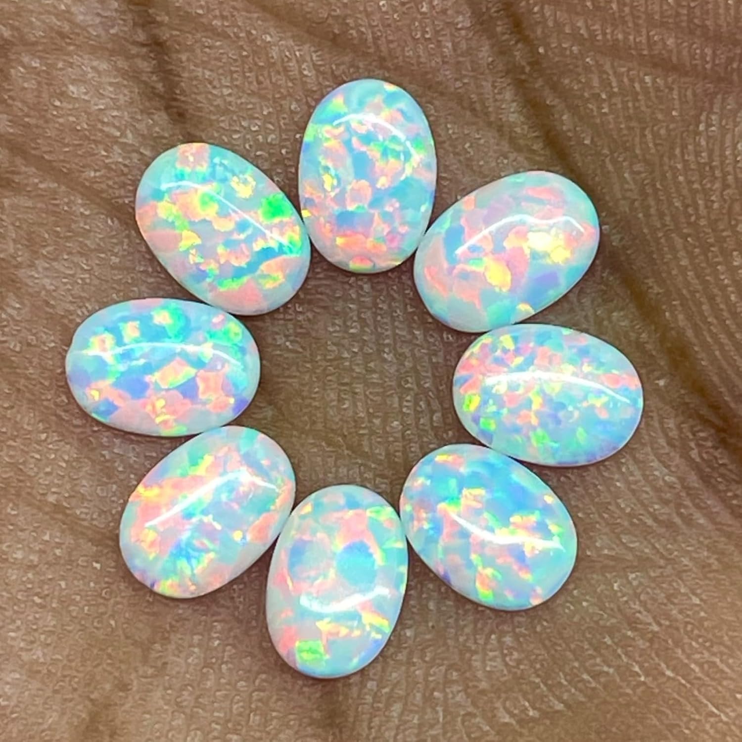8 Pcs Australian Opal 7x5mm Oval Cabochon AAA Quality Lab Created Gemstone Lot