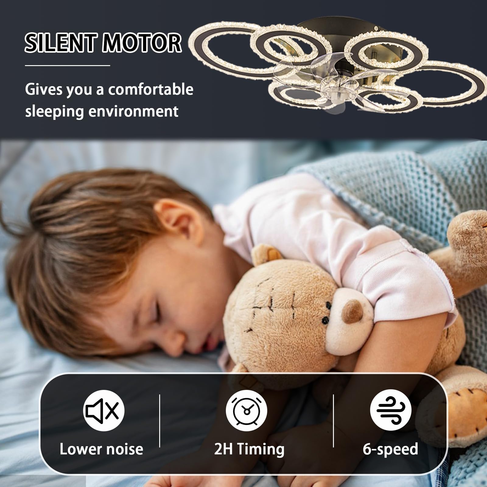 Smart Schlafzimmerlampe Mit Ventilator Kompatibel Mit Alexa Und Google Home,Deckenlampe Mit Ventilator Leise Mit Fernbedienung,76cm Deckenventilator Mit Beleuchtung Winterbetrieb-White