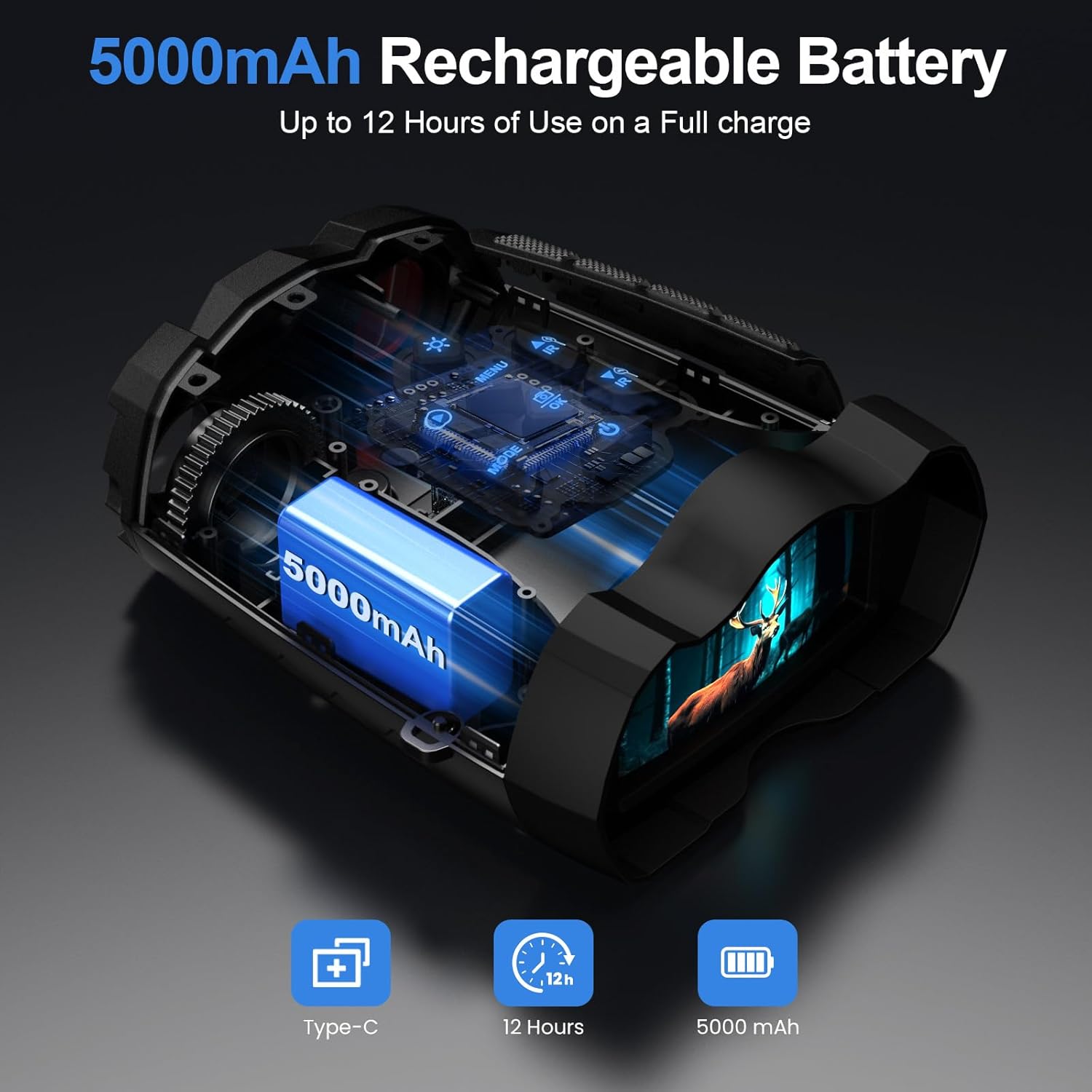 Night Vision Goggles, 4K Infrared Binoculars with Camera, 9 Gear Night Vision with 5000mAh Battery, 16X Digital Zoom Nightvision with 32GB TF Card, 3.5" HD Binoculars Gift for Mens