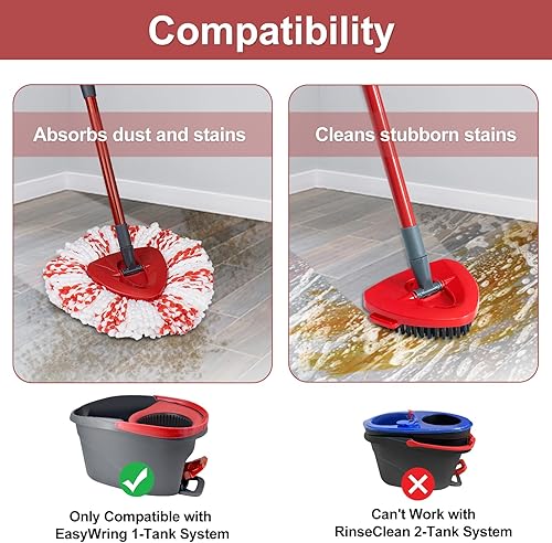 Miniatura 7 de Cabezal de repuesto para trapeador giratorio, base, mango de repuesto para sistema de 1 tanque OCedar EasyWring - Incluye 2 repuestos de microfibra,