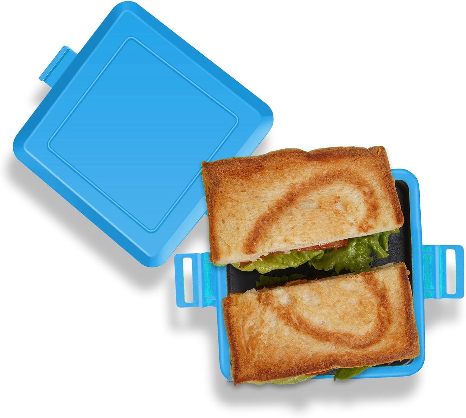 Microwave Toastie Maker, Silicone Microwave Toaster Sand with Maker with Heart Pattern, Microwave Sandwich Maker Panini Press, Grilled Cheese Maker, for Cooking Breakfast (Blue)