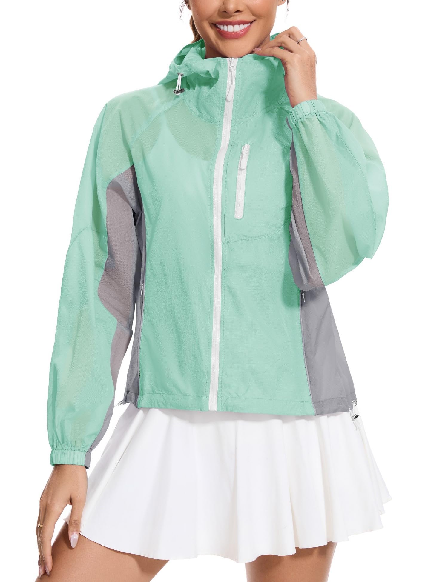Avoogue Women's UPF 50+ Sun Protection UV Jacket Full Zip Lightweight Jacket Athletic Workout Hoodie