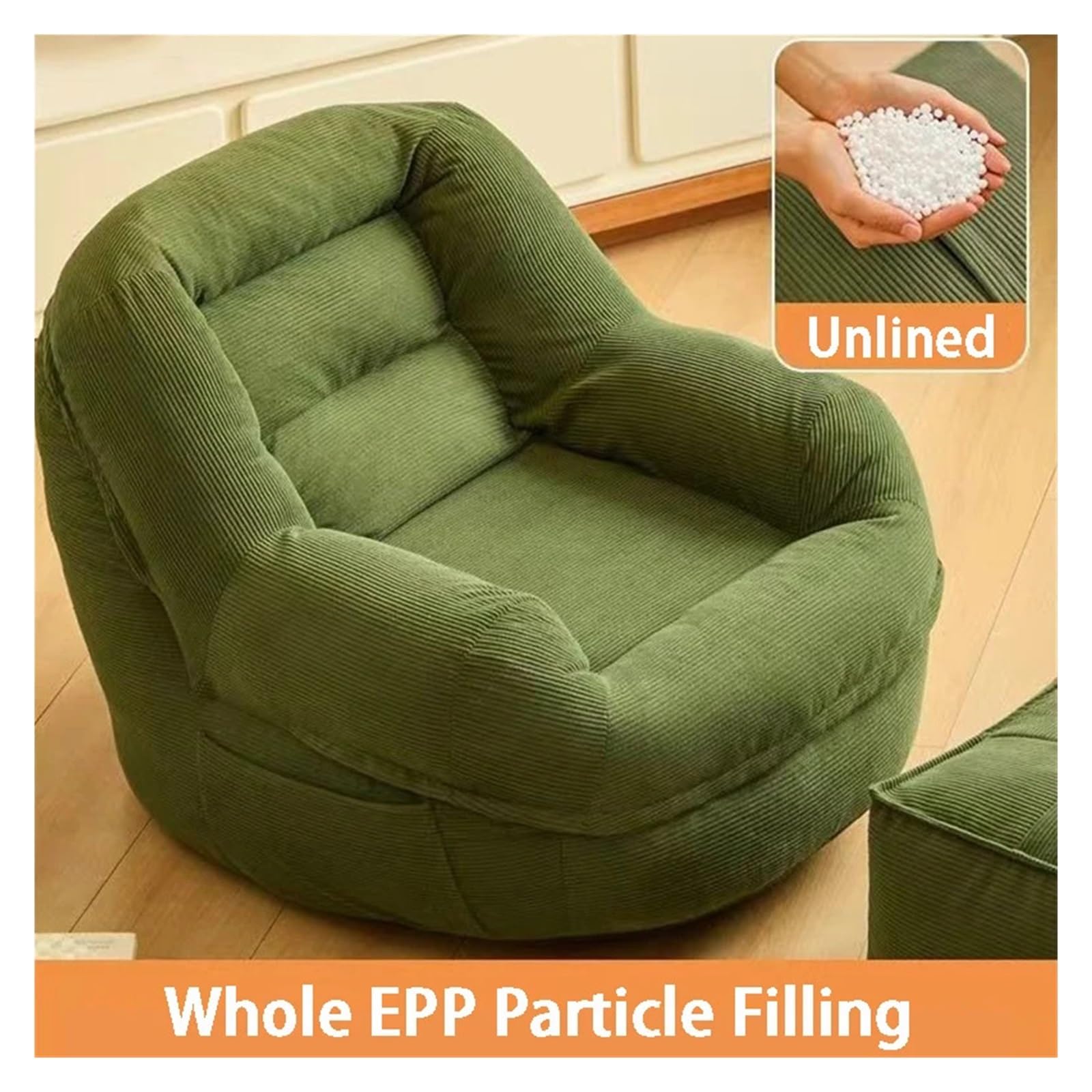 Tragbares Lazy-Sofa, Wohnzimmer-Einzelsofa, Tatami-Loungesessel for Erwachsene, entspannendes Einzelsofa, Moderne Mikro-Wohnmöbel(Double - Green)
