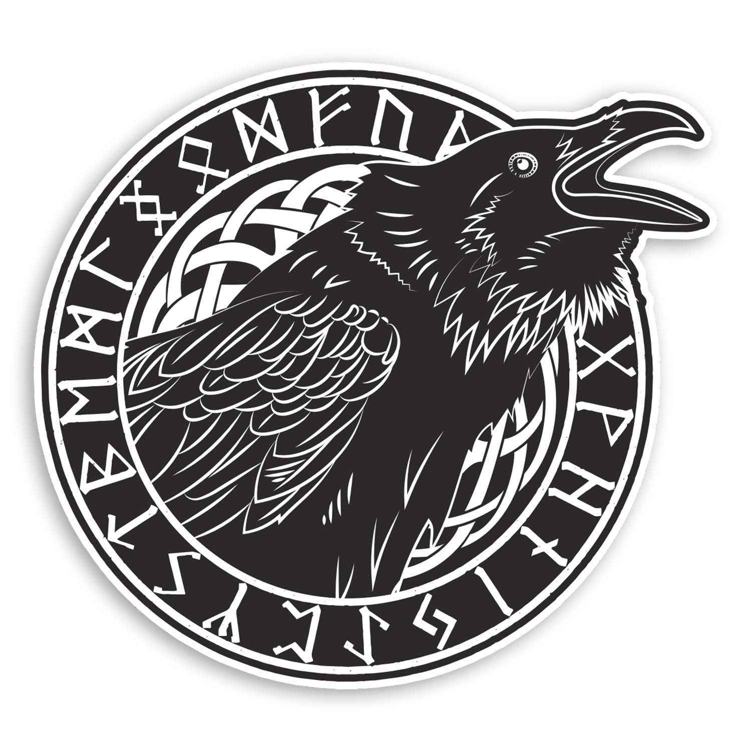 2 x 10cm Black Crow Vinyl Stickers - Tribal Viking Celtic Laptop Sticker #31722 (10cm Wide)