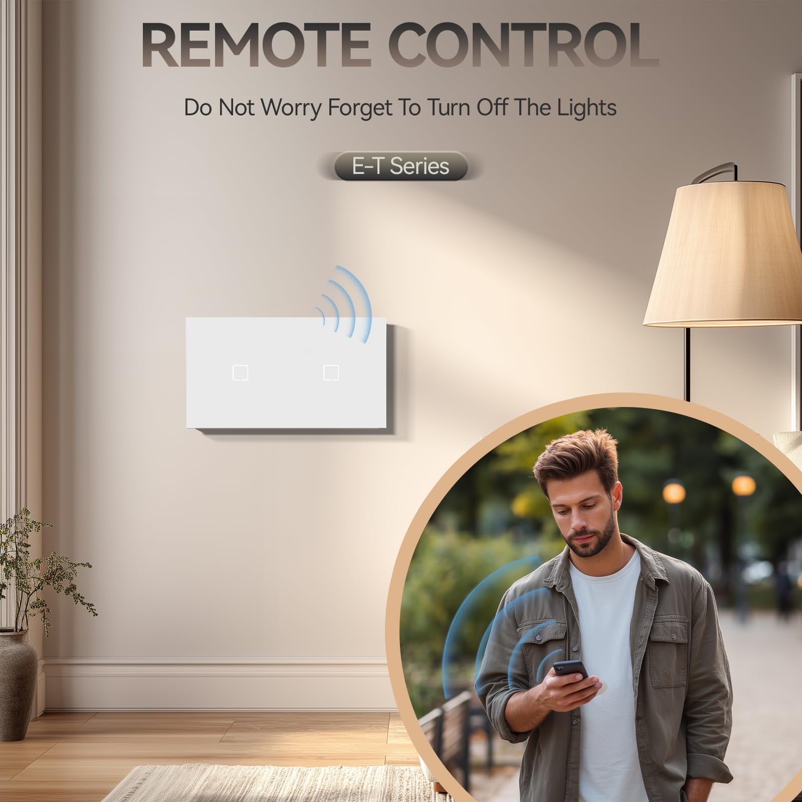BSEED Smart WiFi Interrupteur Tactile, Interrupteur Sans Fil avec LED, Compatible avec Google Home et Alexa, Neu E-Serie, 16A 250V, 1 Gang 1 Way, 157mm Blanc