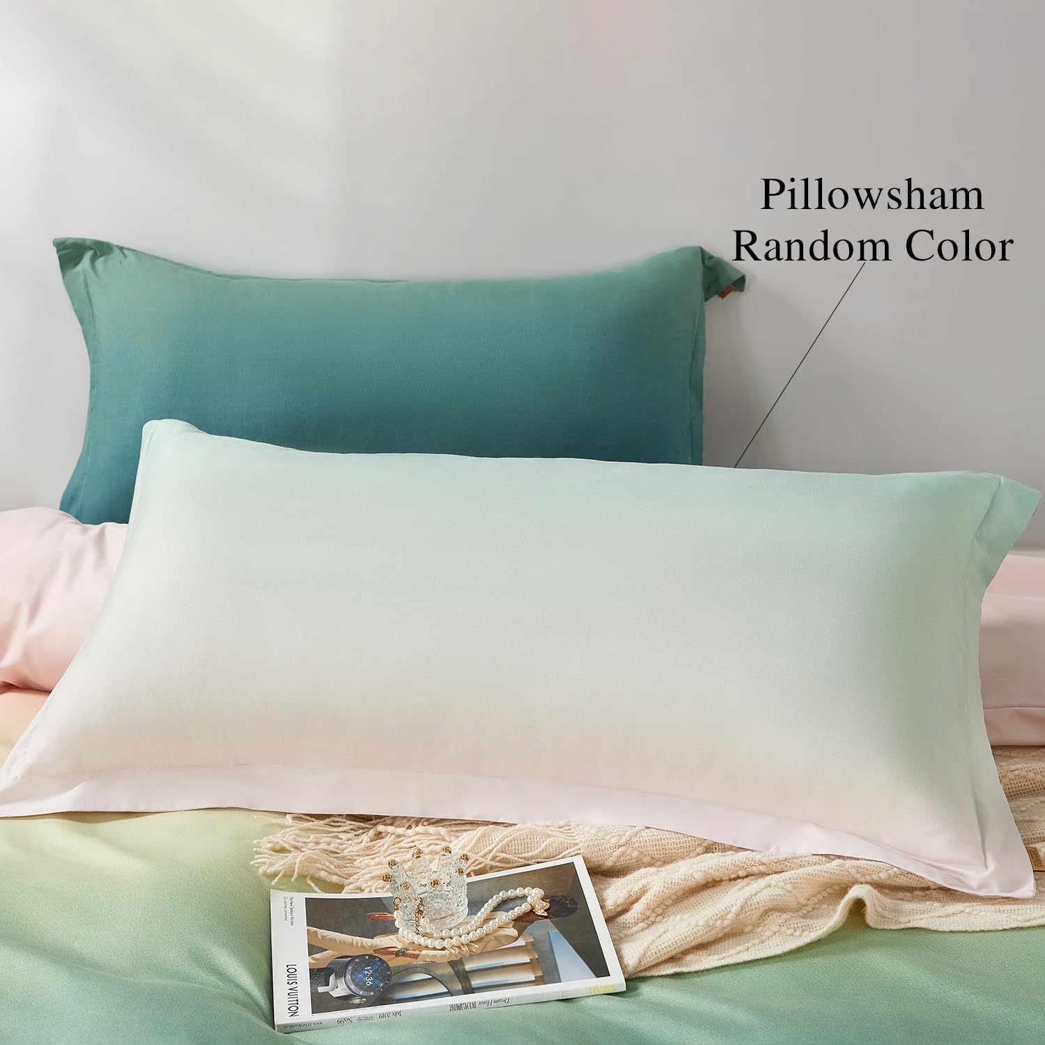 SAPHREAS Green Pink Gradient Duvet Cover Set Single Size - Image 3