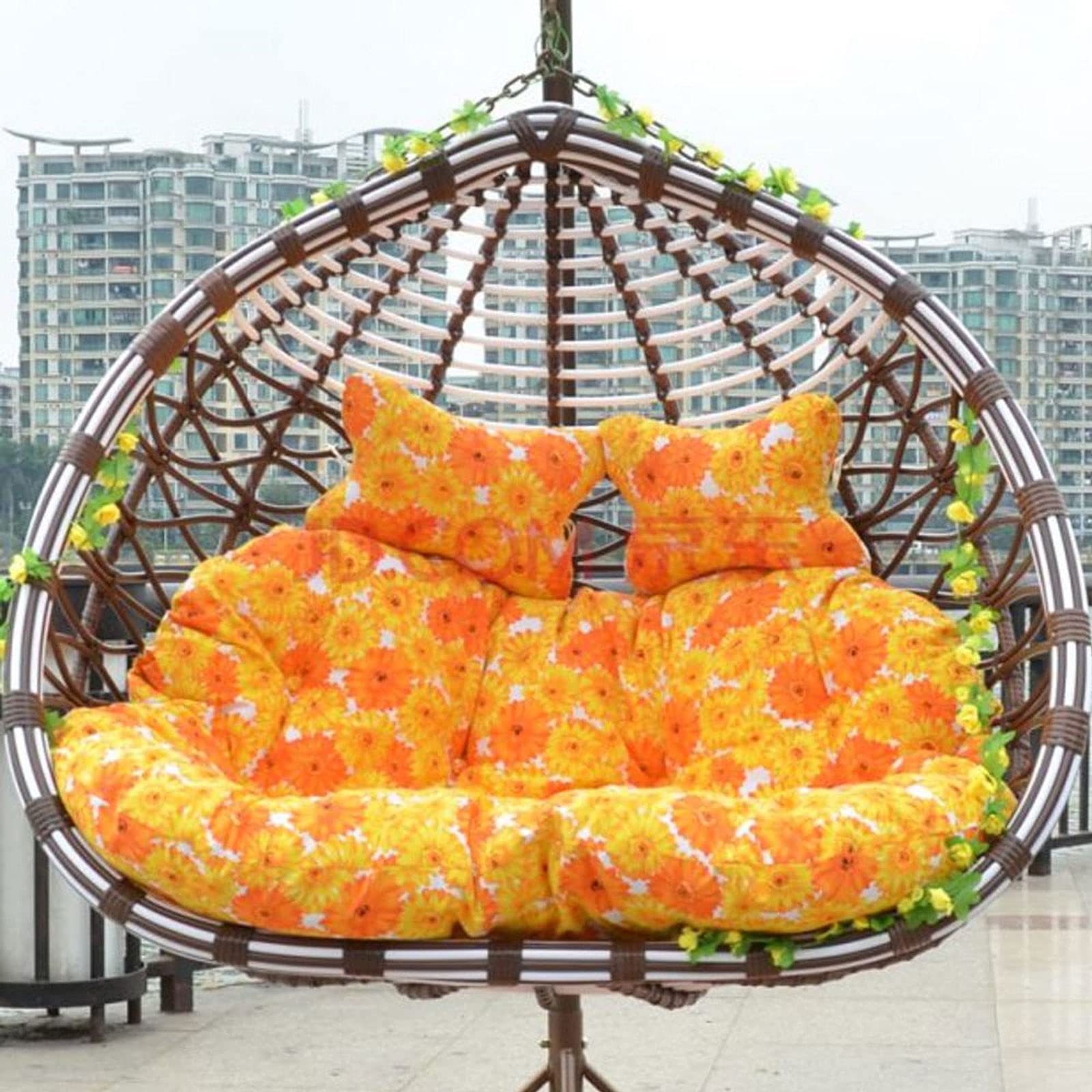 DZZTHSH Double Hanging Wicker Chair Cushion,Hammock Chair Cushions, Thickening 2 Persons Seater Hanging Egg Swing Seat Cushion,Washable Hanging Egg Chair Cushions Replacement(Only Cushion)