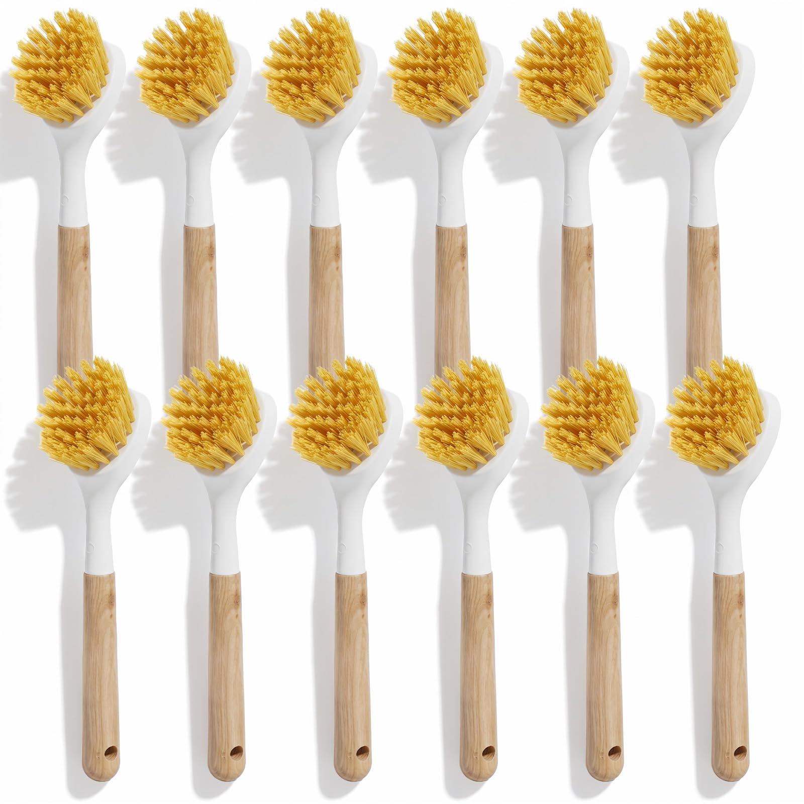 View 1 of **View Clerk Notes**12PCS Dish Brush with Built in Handle, Skillet Cleaner with Handle - Bamboo Dish Scrubber Brush for Pots, Pans, Sink, Kitchen Counter, Eco-Friendly Cleaning Tool Set, Natural Wood Handled